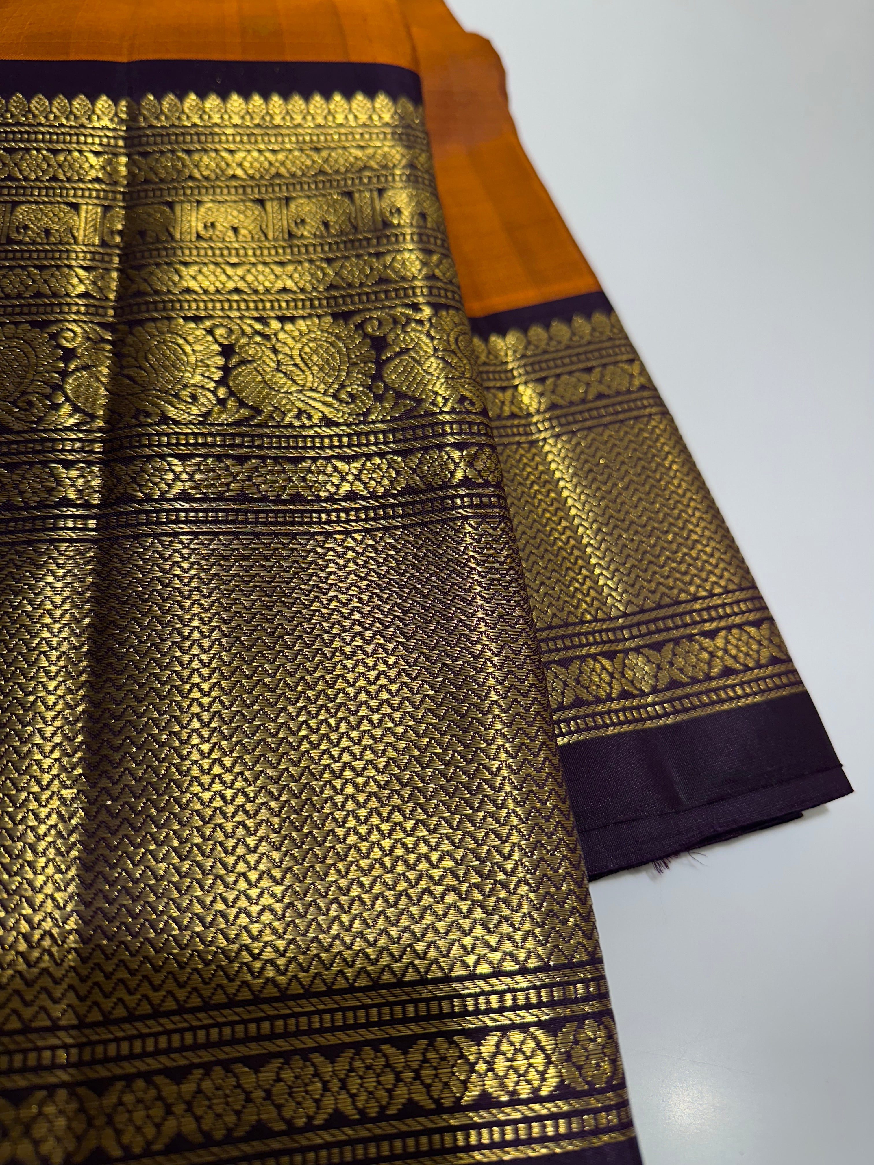 Rust Orange Kanjivaram Silk Saree – Shop Online
