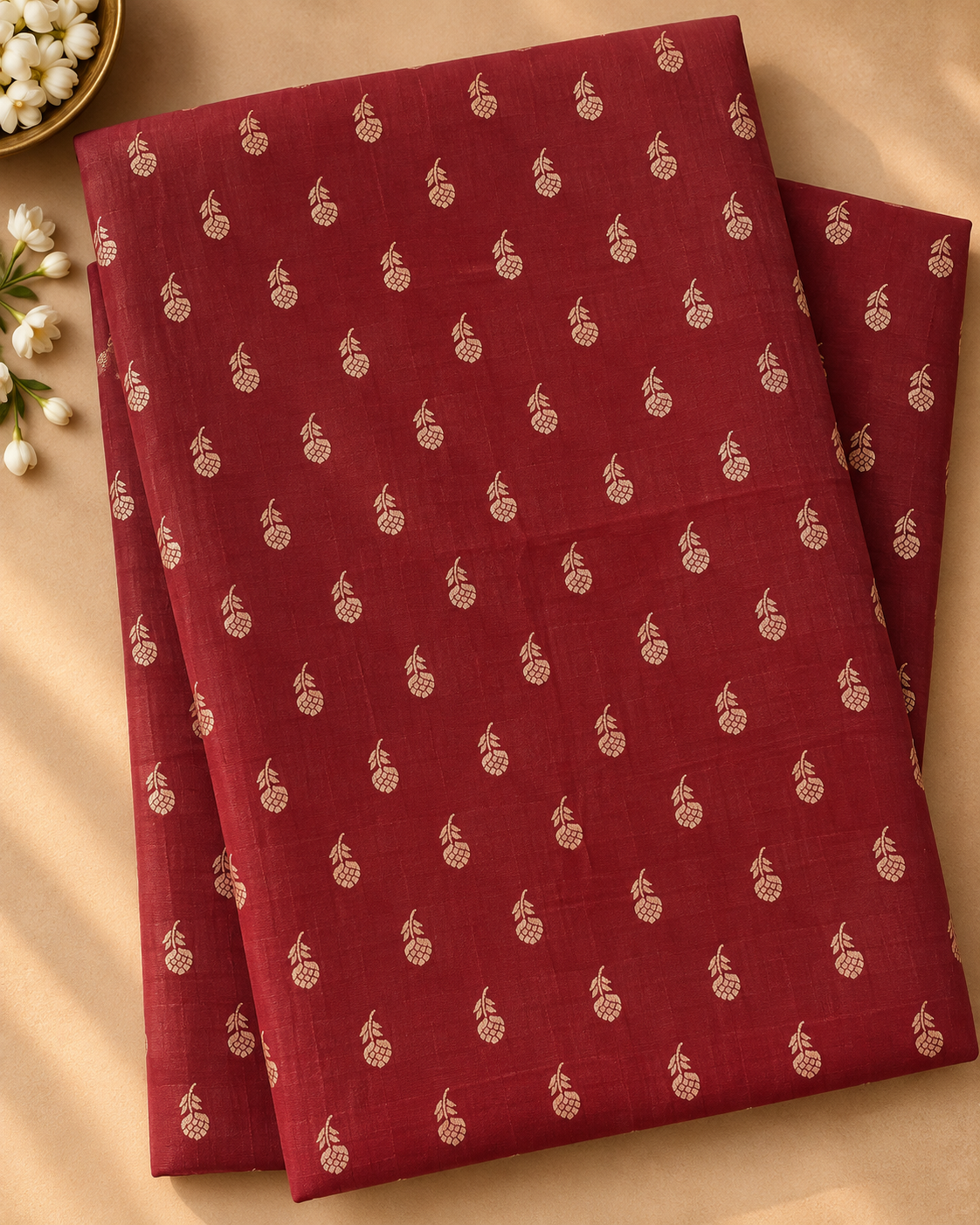 Coral Pink Colour Crepe Silk Saree with Maroon Contrast