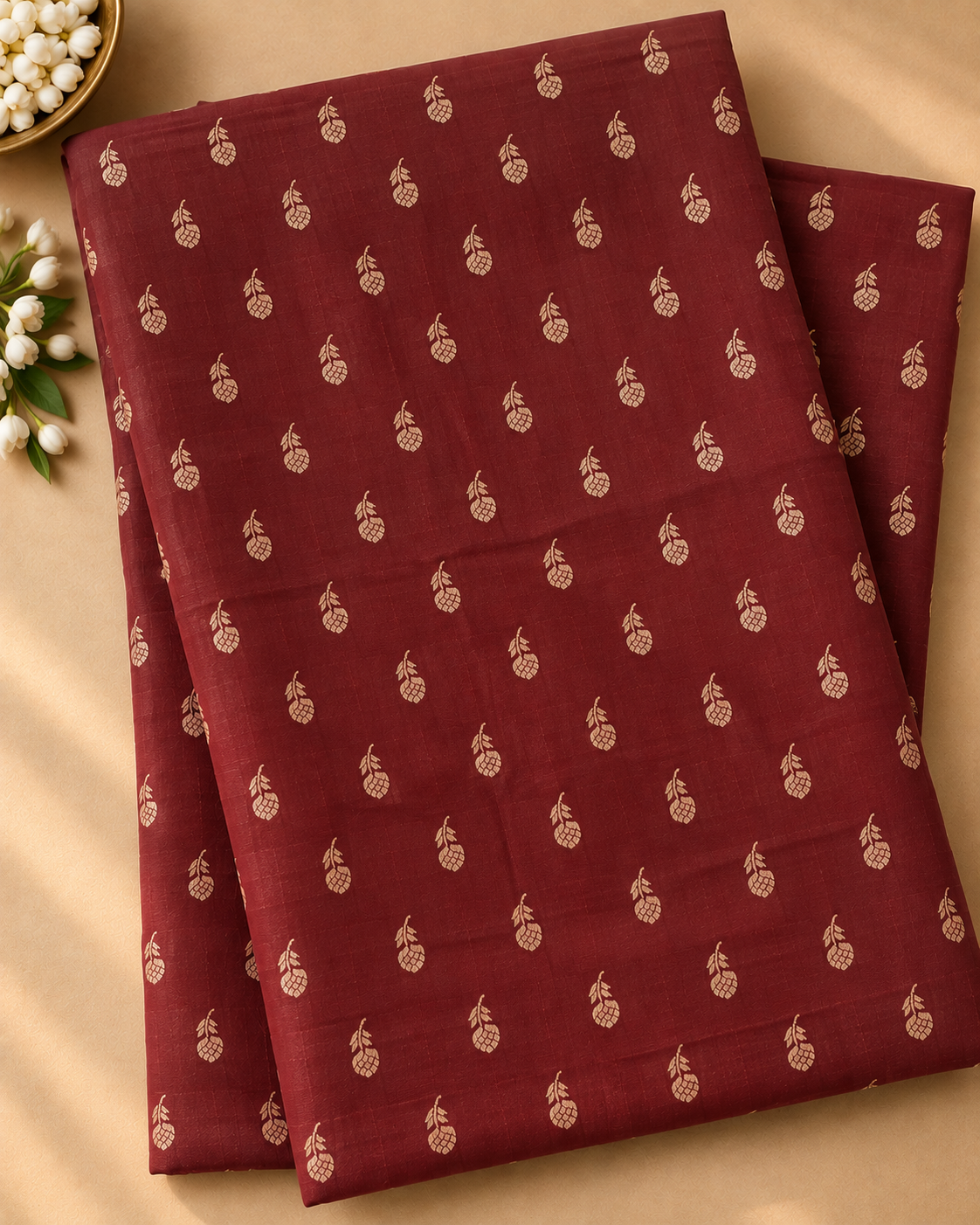 Rust Orange Colour Semi Crepe Silk Saree with Brown Contrast