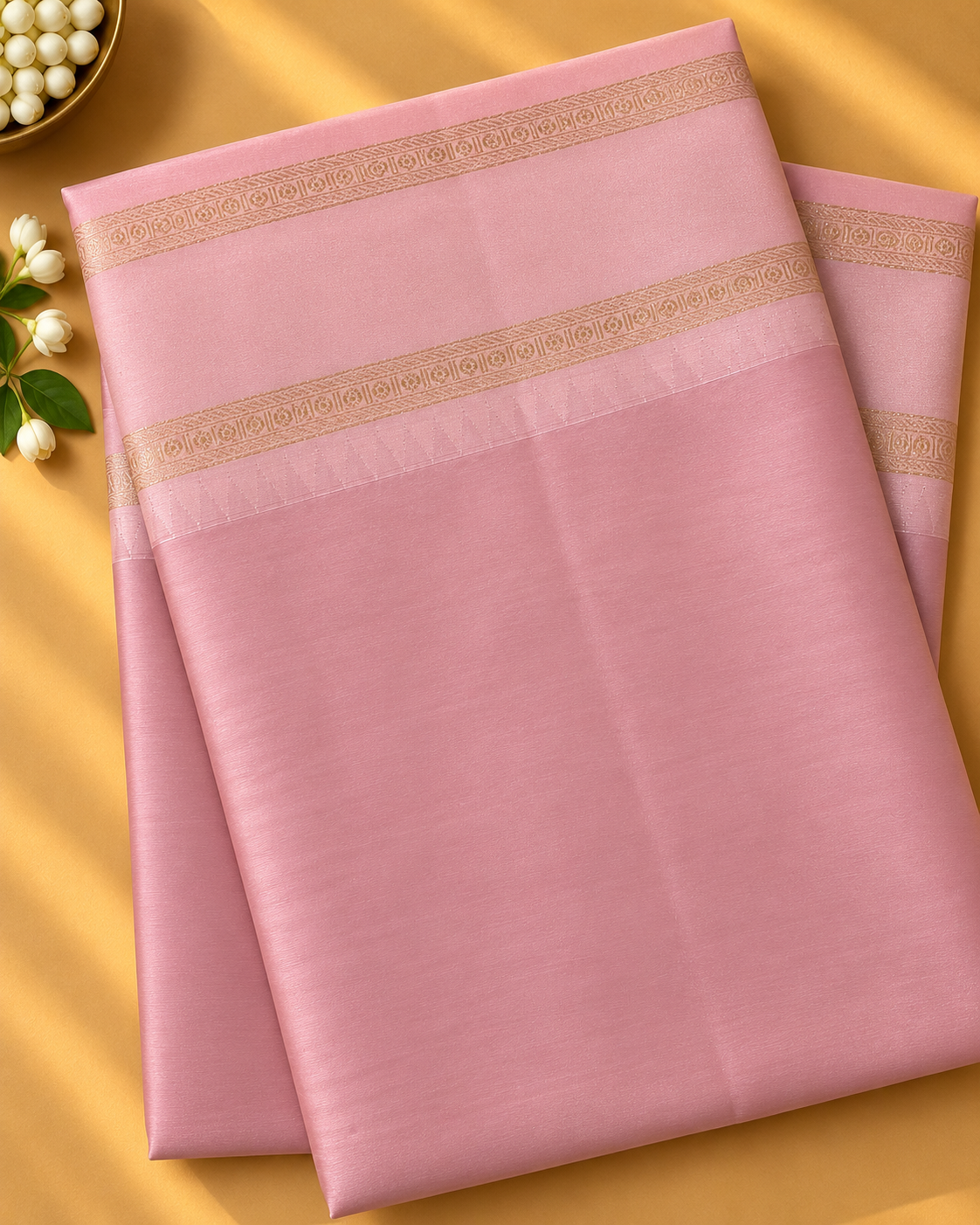 Plum Colour Semi Silk Saree with Light Pink Contrast