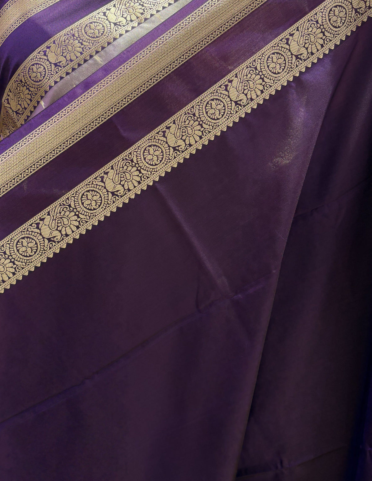 Grey Colour Soft Silk Saree with Dark Wine Contrast
