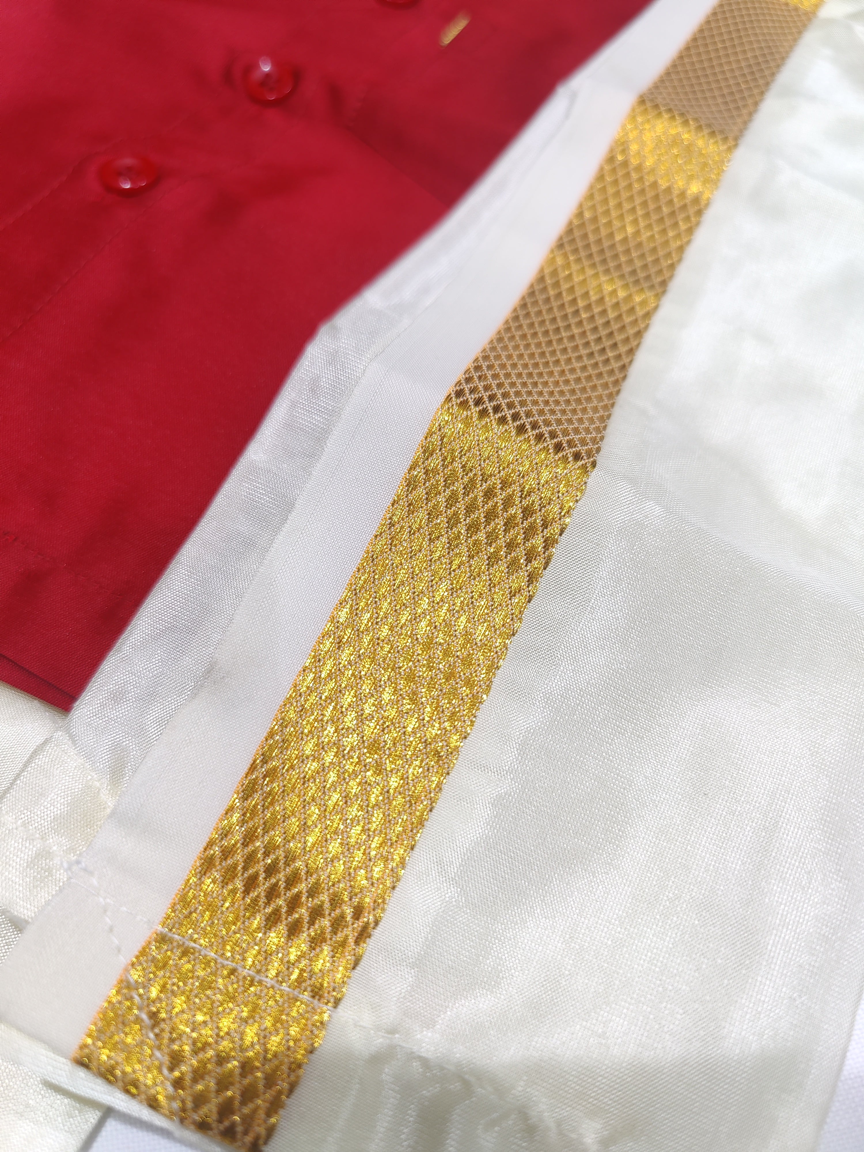 Kids Red Pancha Shirts - Traditional Elegance for Little Boys - New Sudarshan Silks`
