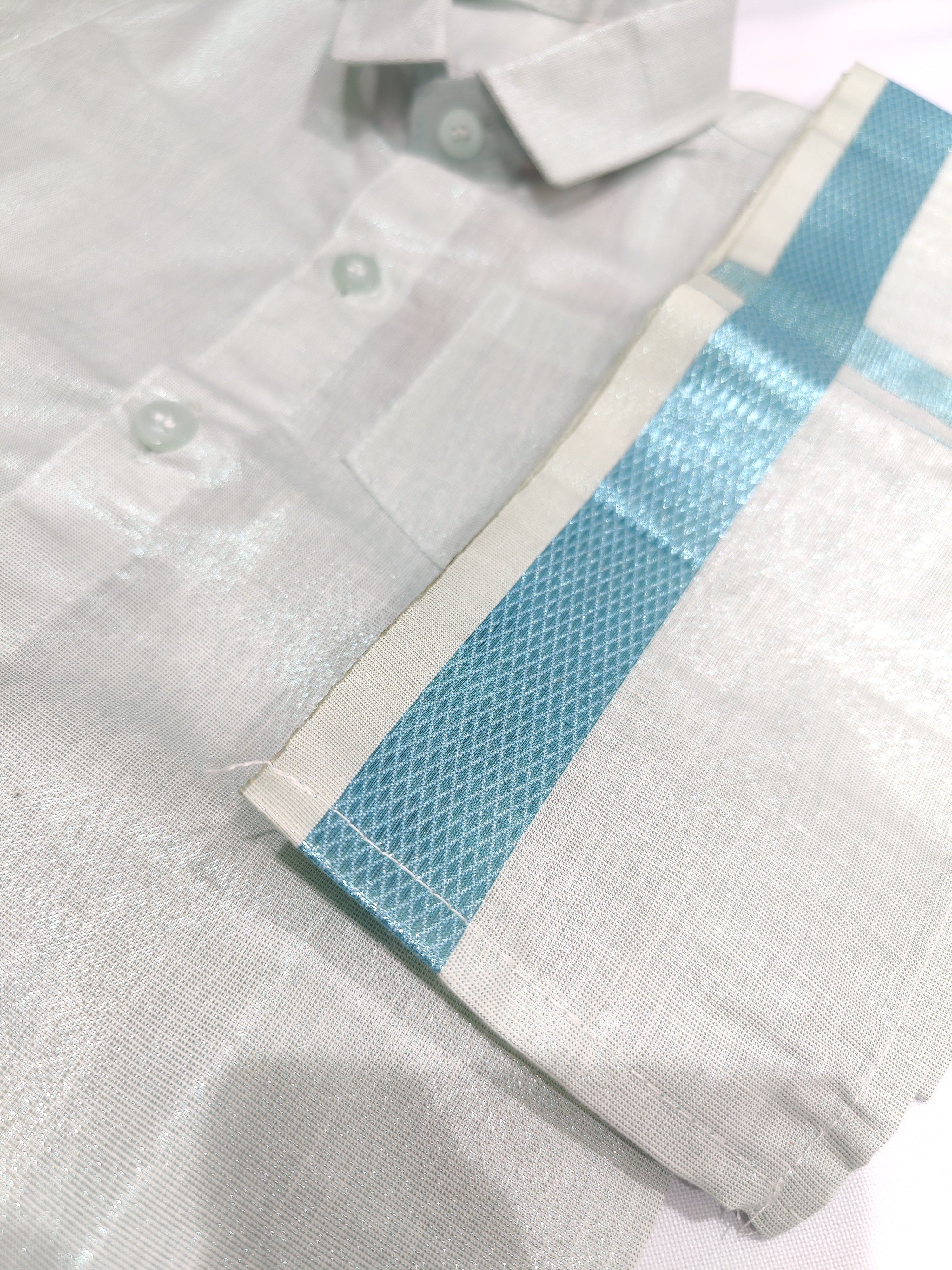 Grey Tissue Pancha Shirts - Traditional Elegance for Little Boys - New Sudarshan Silks`