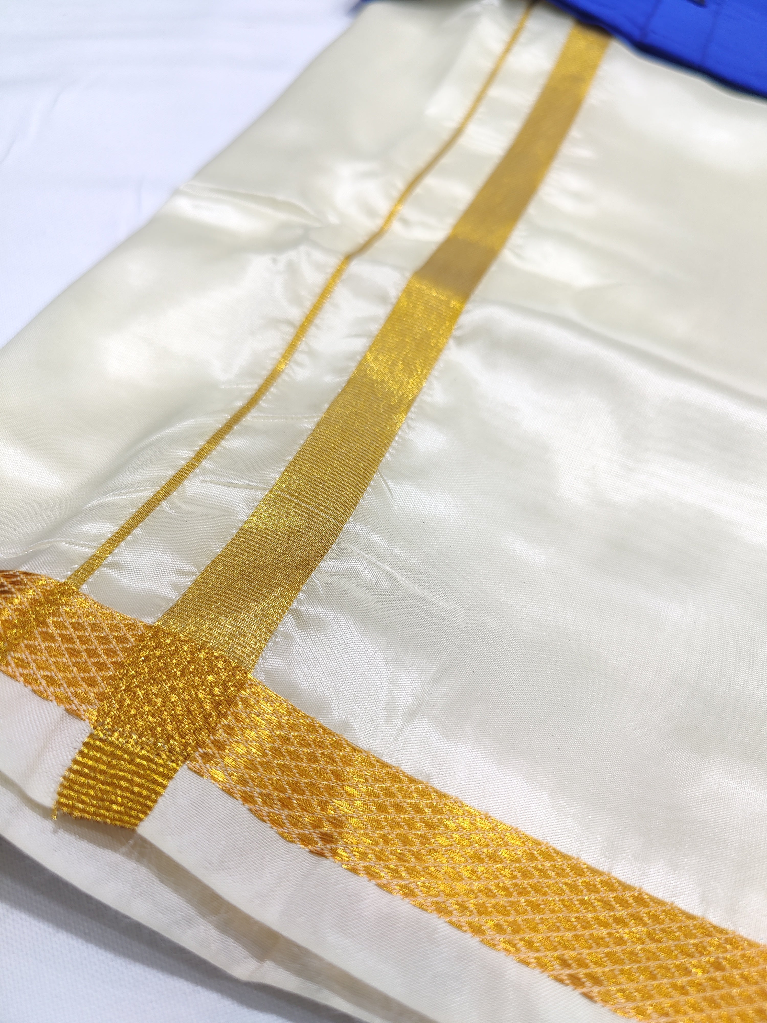 Blue Kids Dhoti Shirt Set with Traditional Pancha - New Sudarshan Silks`