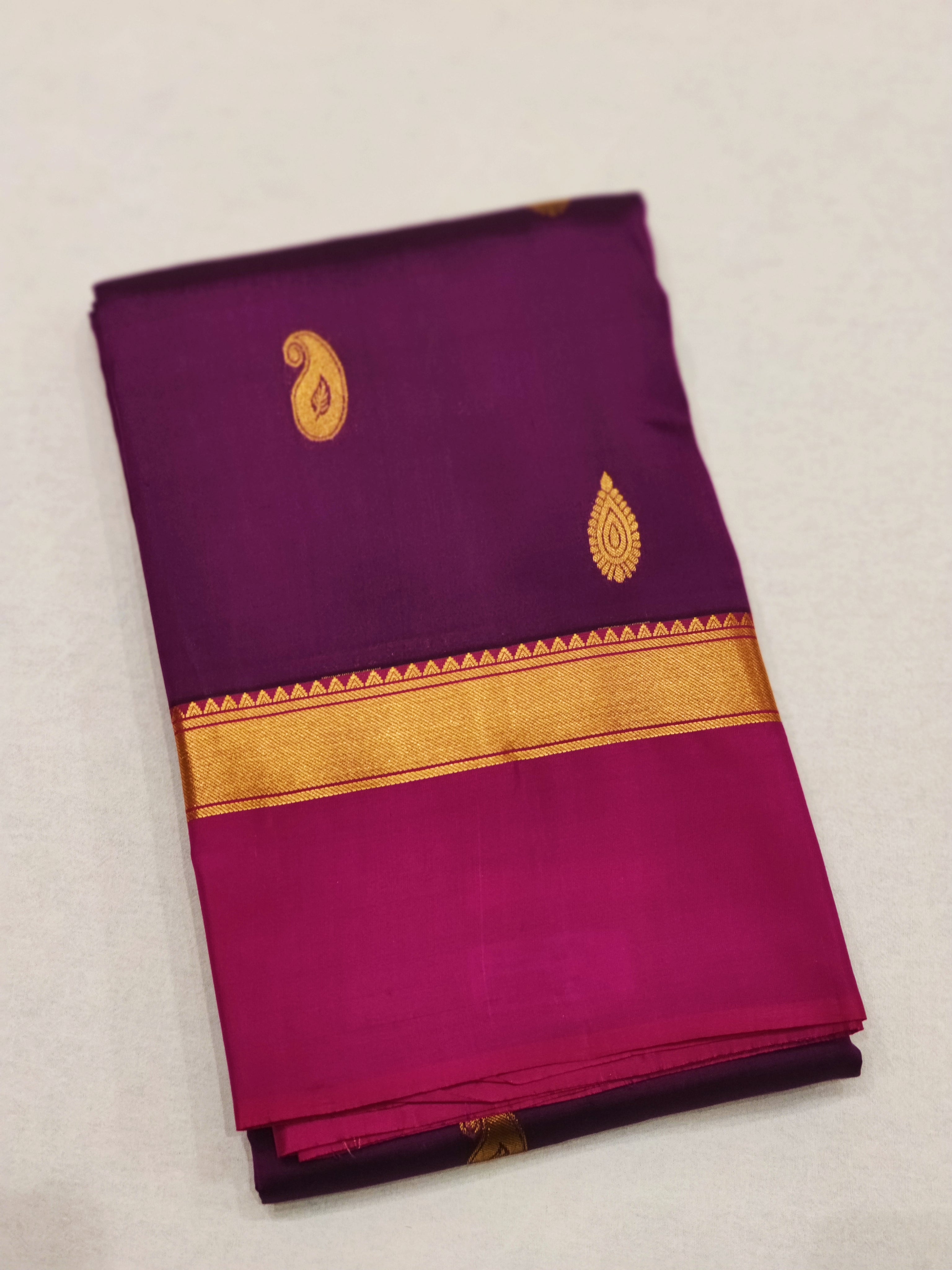Red Raw Silk Saree with Blue Border - Elegant New Arrival - New Sudarshan Silks`