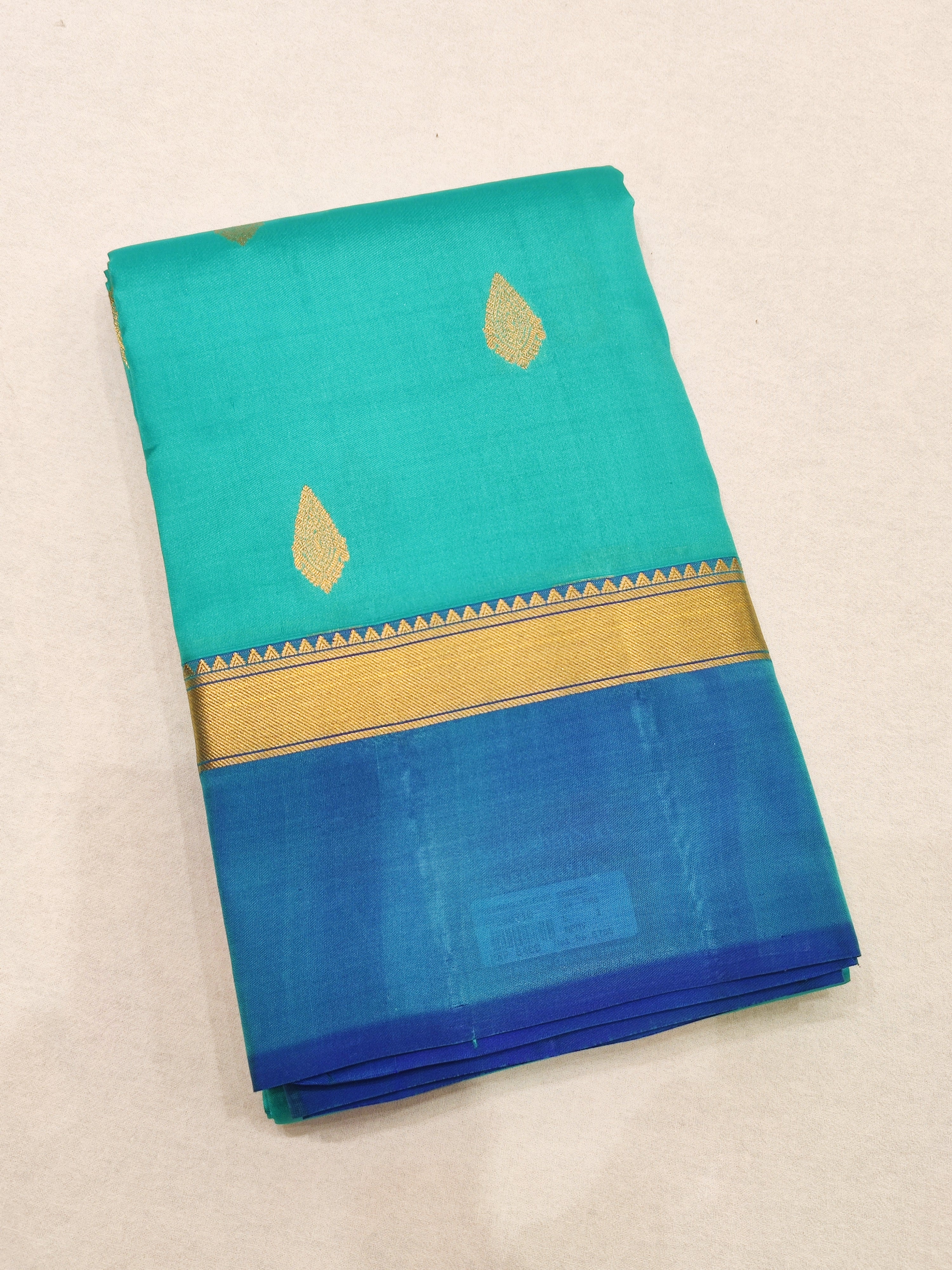 Blue Kanjivaram Silk Saree with Matching Blue Border - Elegant New Arrival - New Sudarshan Silks`