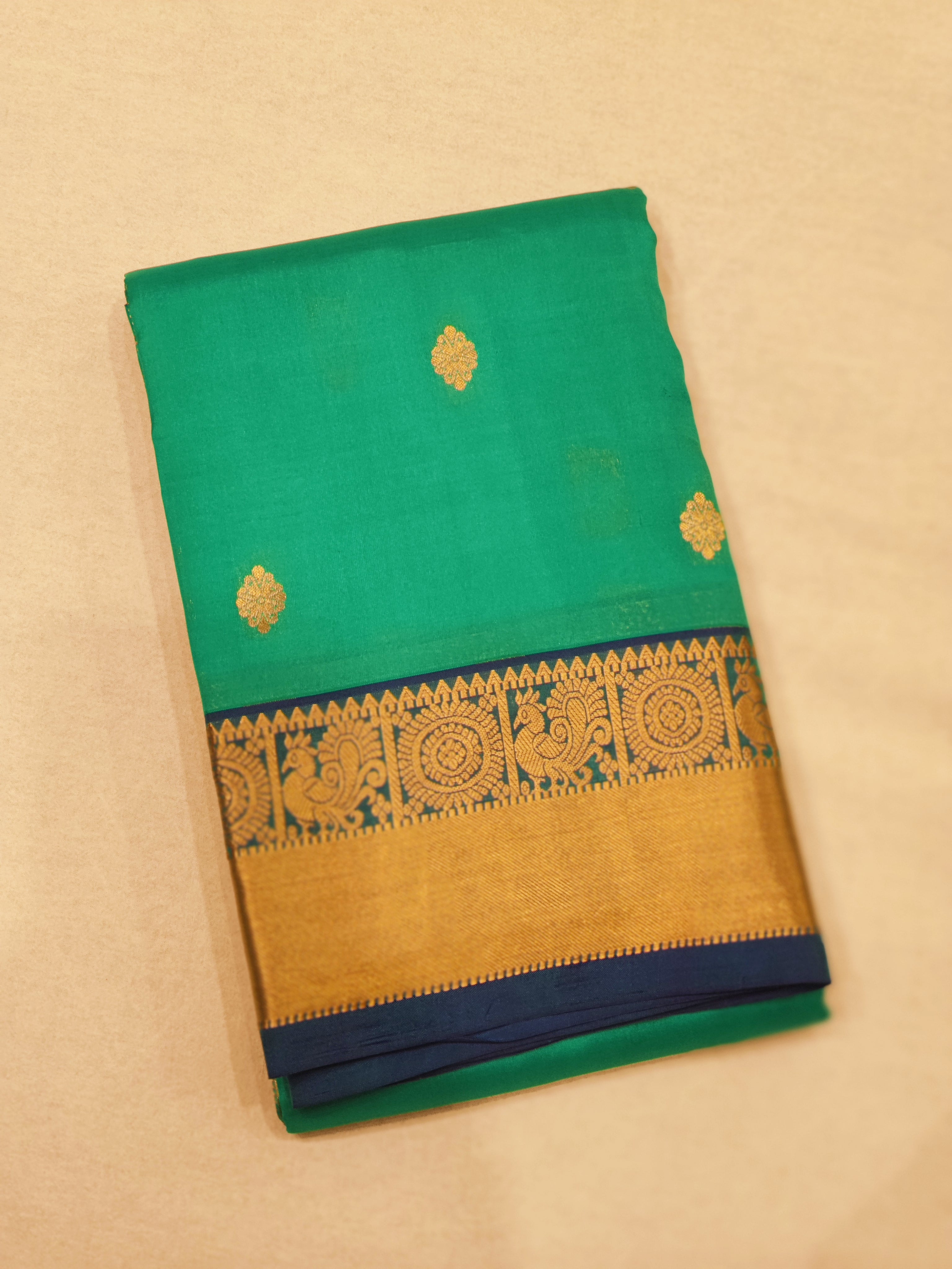 Light Sky Blue Kanjivaram Silk Saree with Matching Blue Border - New Arrival - New Sudarshan Silks`