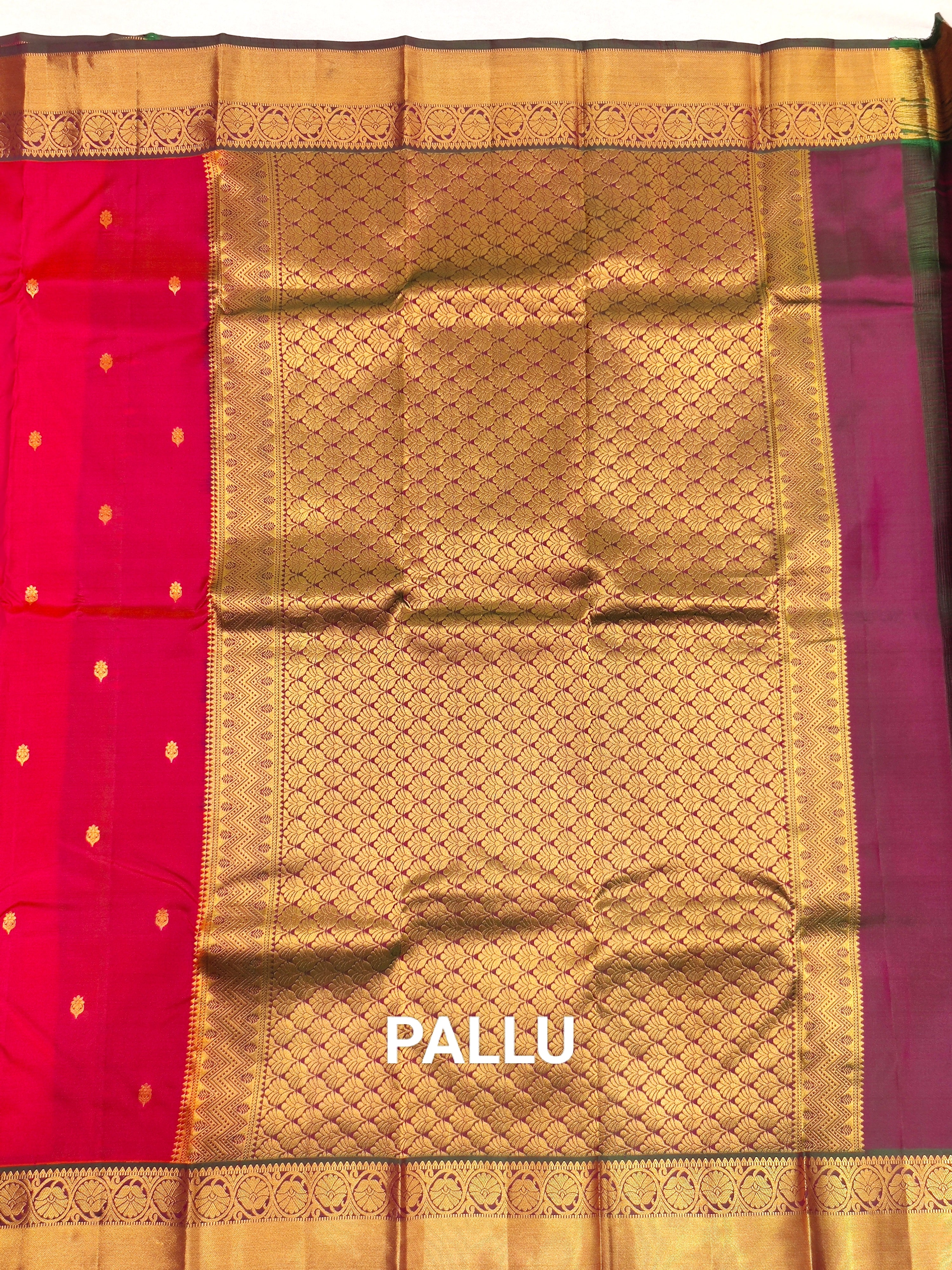 Pinkish Kanjivaram Silk Saree with Green Border - Elegant New Arrival - New Sudarshan Silks`