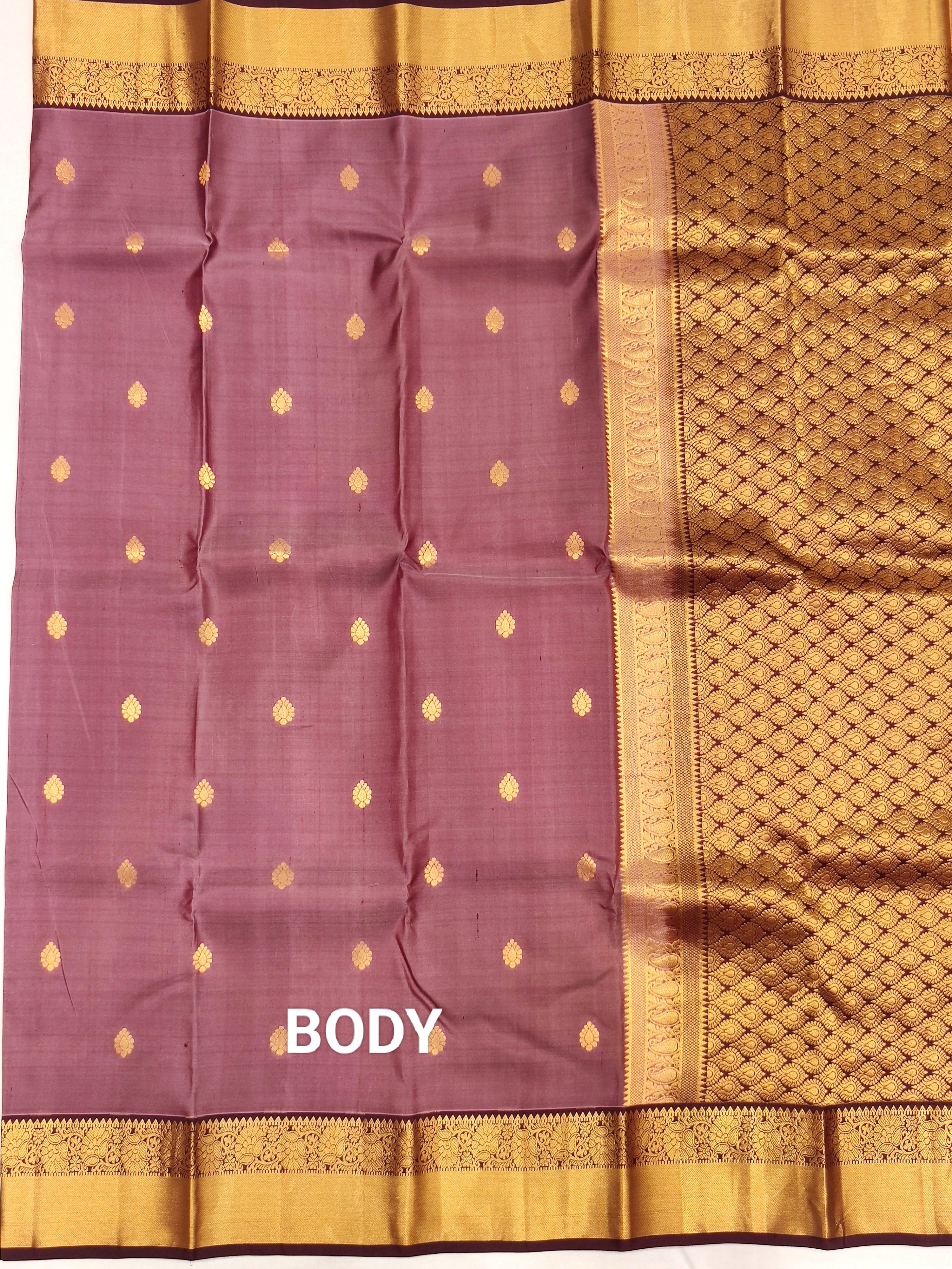 Chikoo Colour Kanjivaram Silk Saree with Coffee Brown Border - Elegant New Arrival - New Sudarshan Silks`