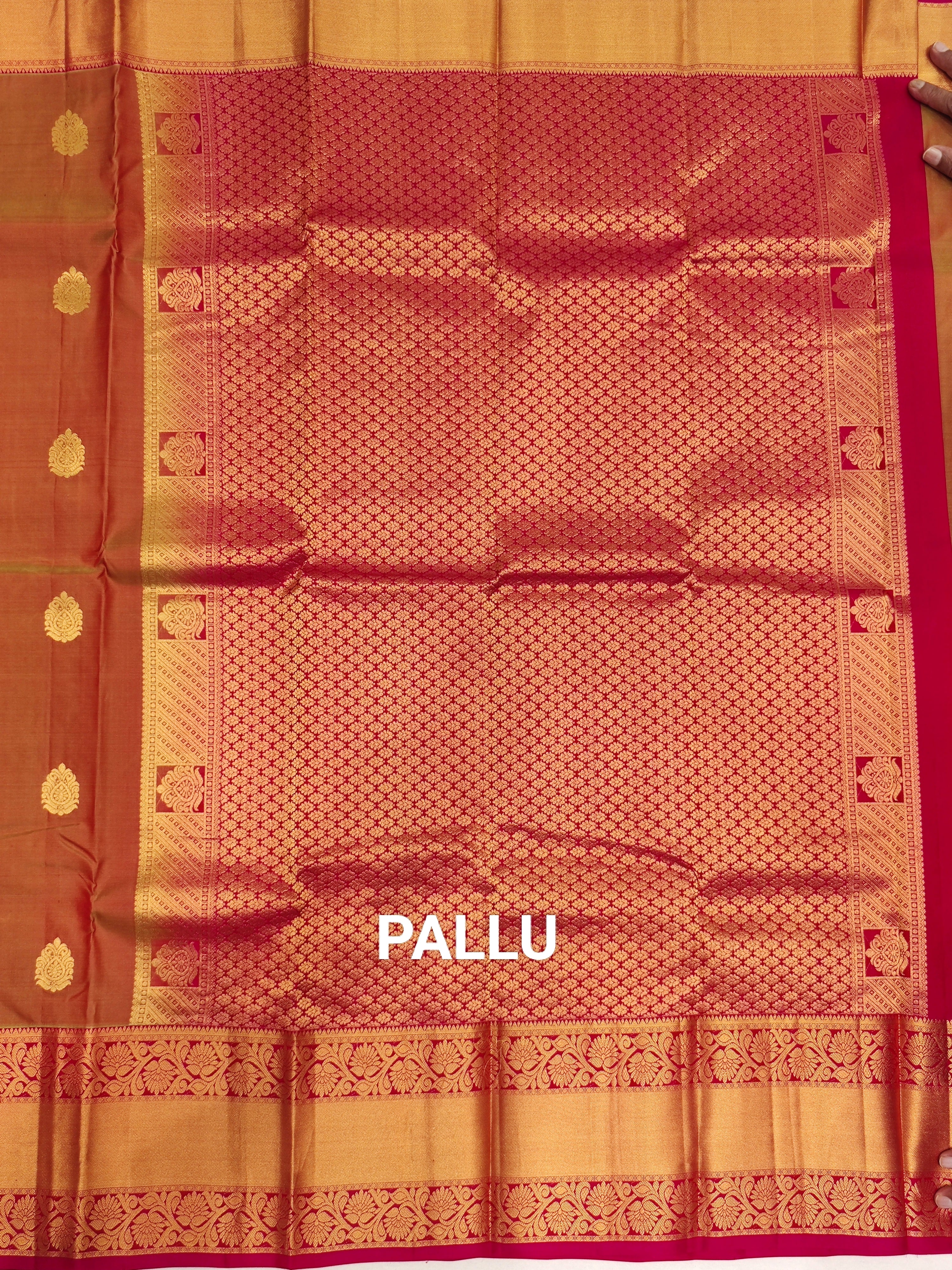 Mustard Kanjivaram Silk Saree with Pink Border - Elegant Unique Collection - New Sudarshan Silks`