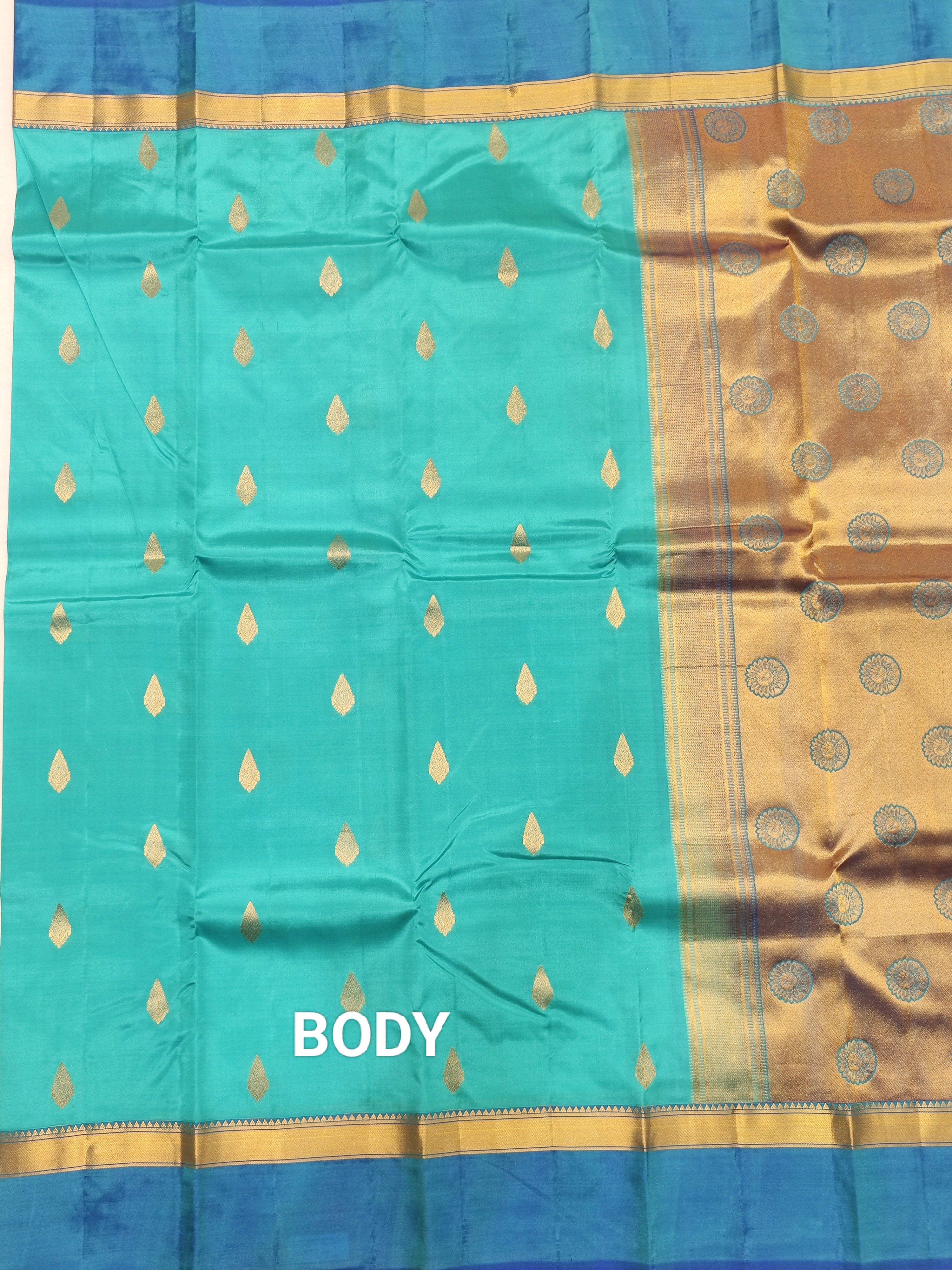 Blue Kanjivaram Silk Saree with Matching Blue Border - Elegant New Arrival - New Sudarshan Silks`