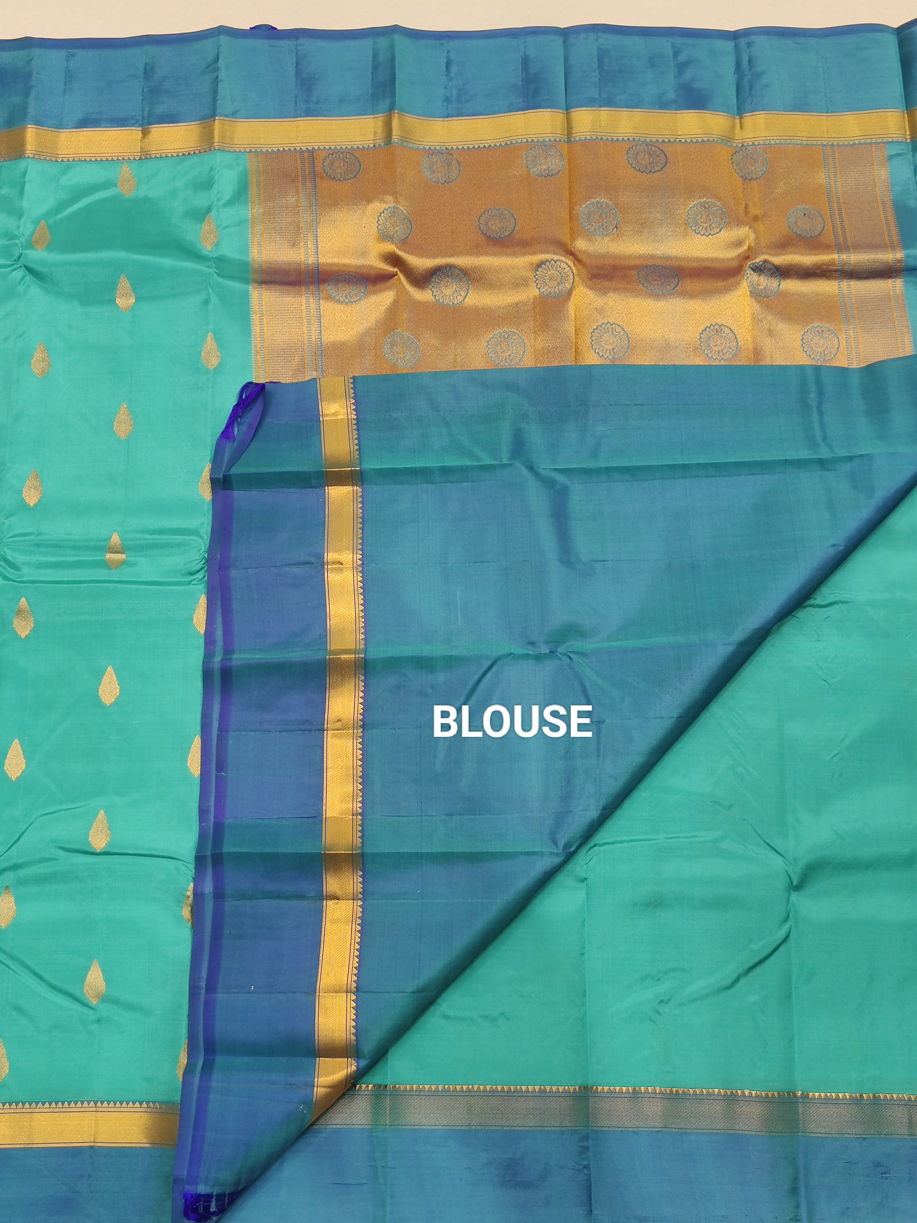 Blue Kanjivaram Silk Saree with Matching Blue Border - Elegant New Arrival - New Sudarshan Silks`