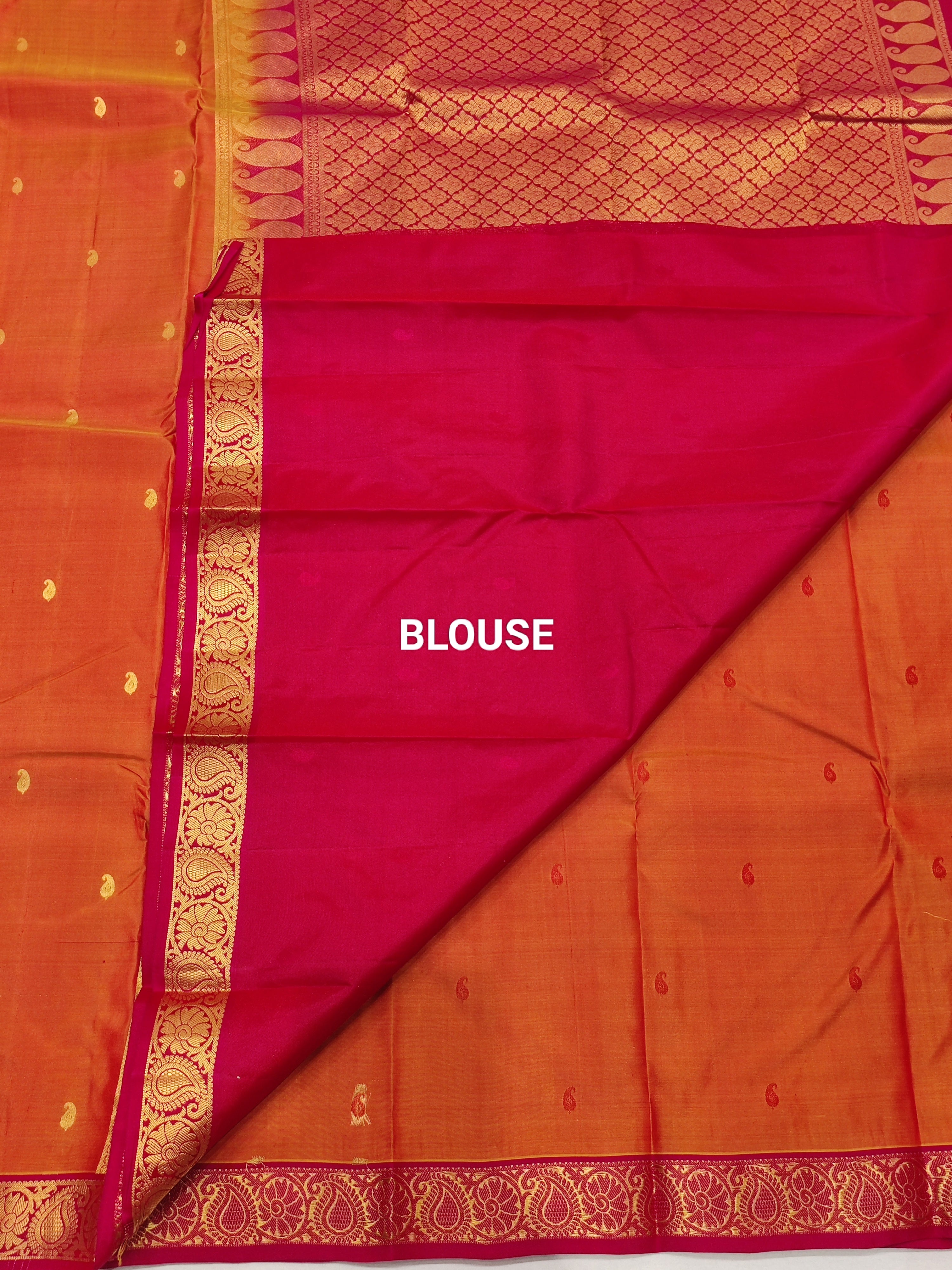 Mustard Kanjivaram Silk Saree with Pink Border - Elegant New Arrival - New Sudarshan Silks`