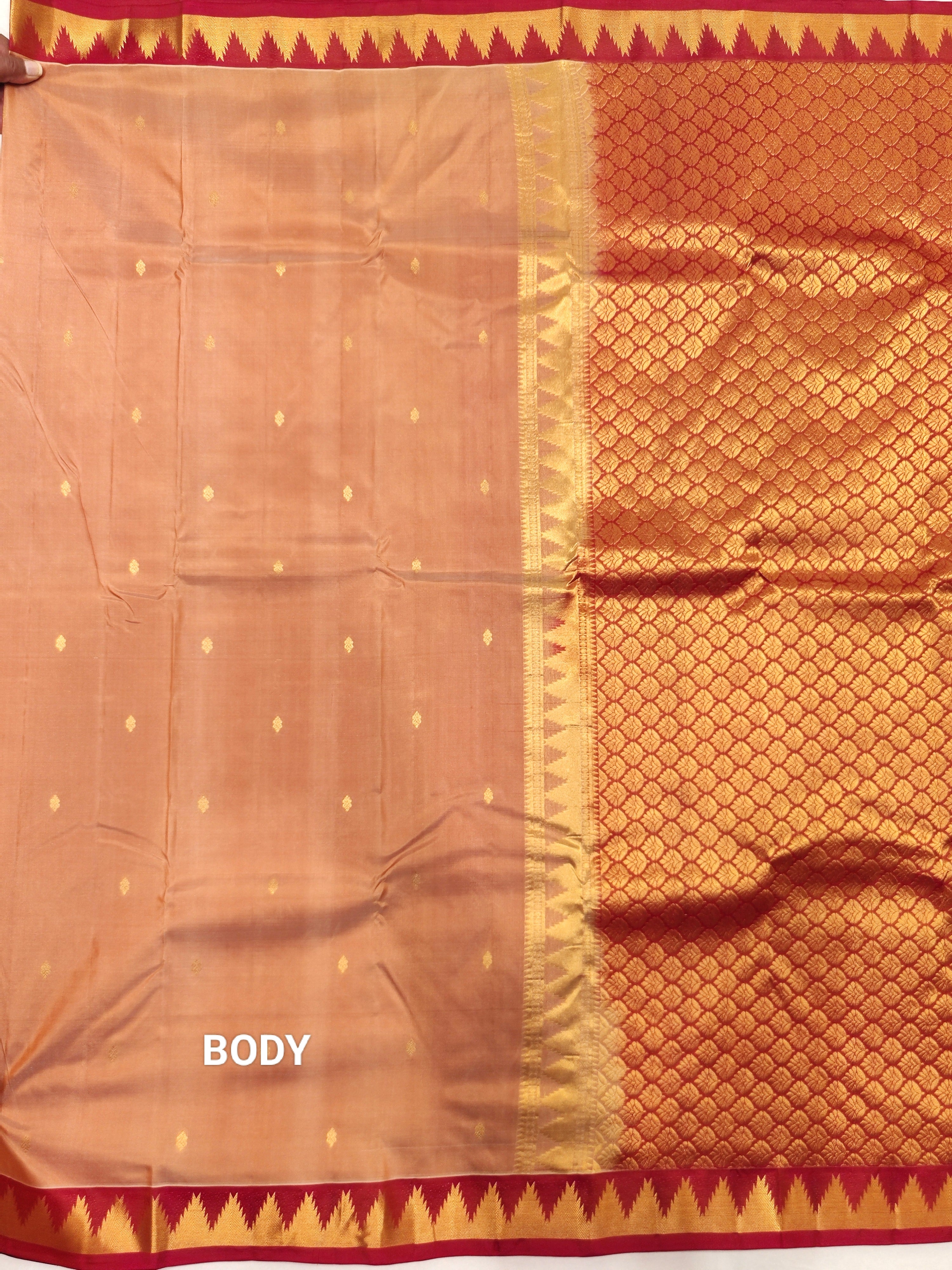 Cream Kanjivaram Silk Saree with Onion Pink Border - Elegant New Arrival - New Sudarshan Silks`