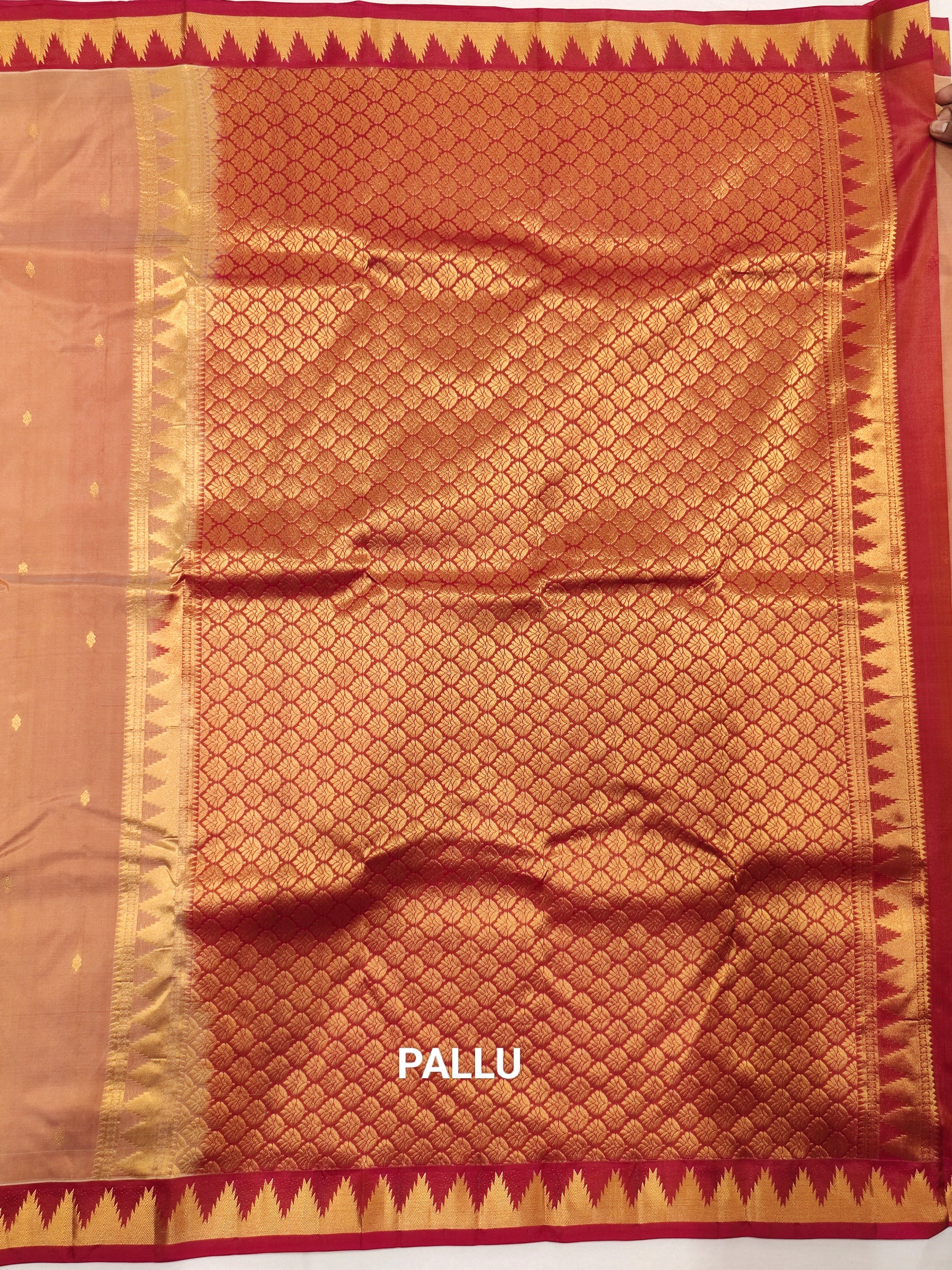 Cream Kanjivaram Silk Saree with Onion Pink Border - Elegant New Arrival - New Sudarshan Silks`
