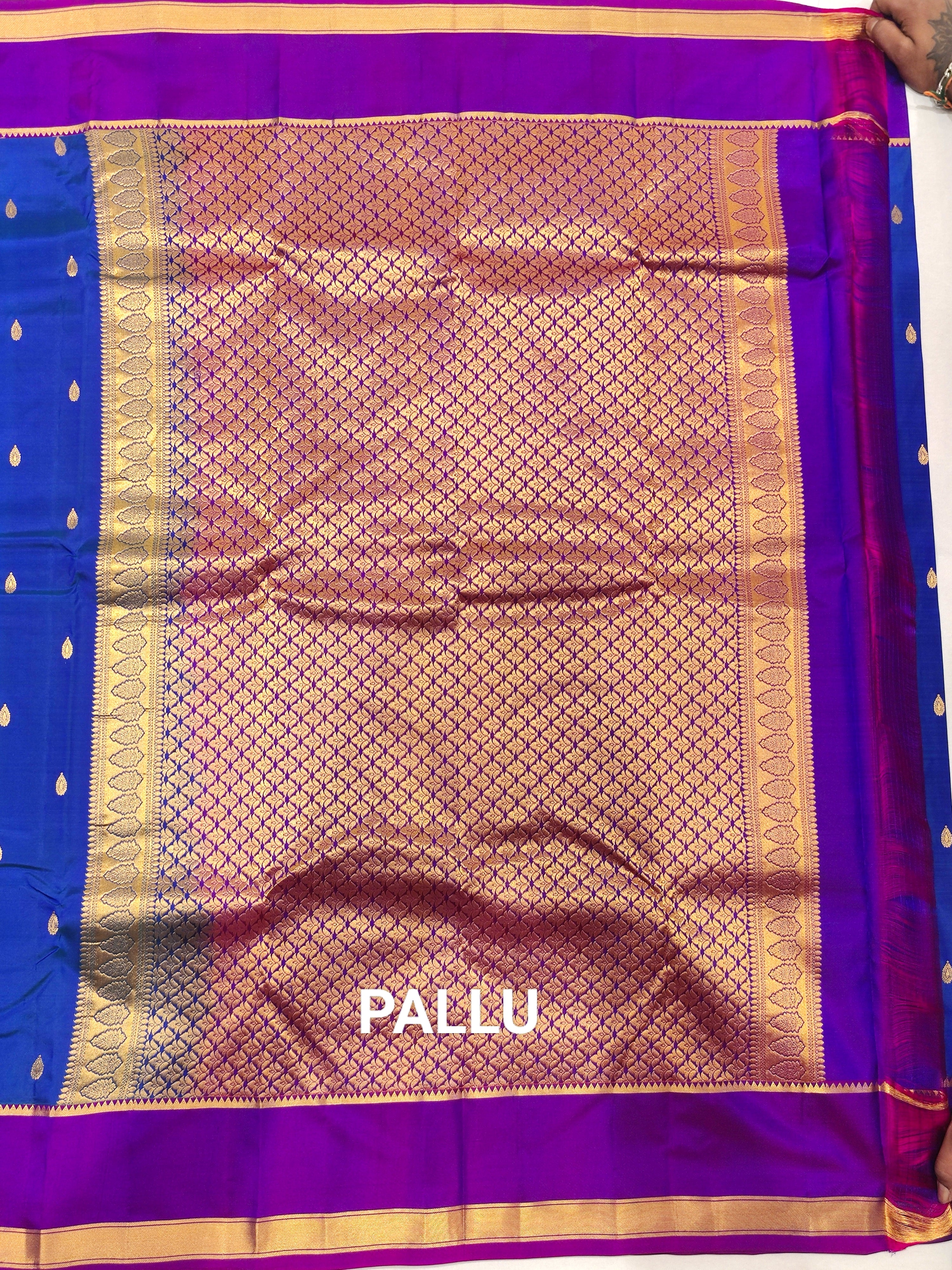 Peacock Blue Kanjivaram Silk Saree with Majenta Border - Regal New Arrival - New Sudarshan Silks`