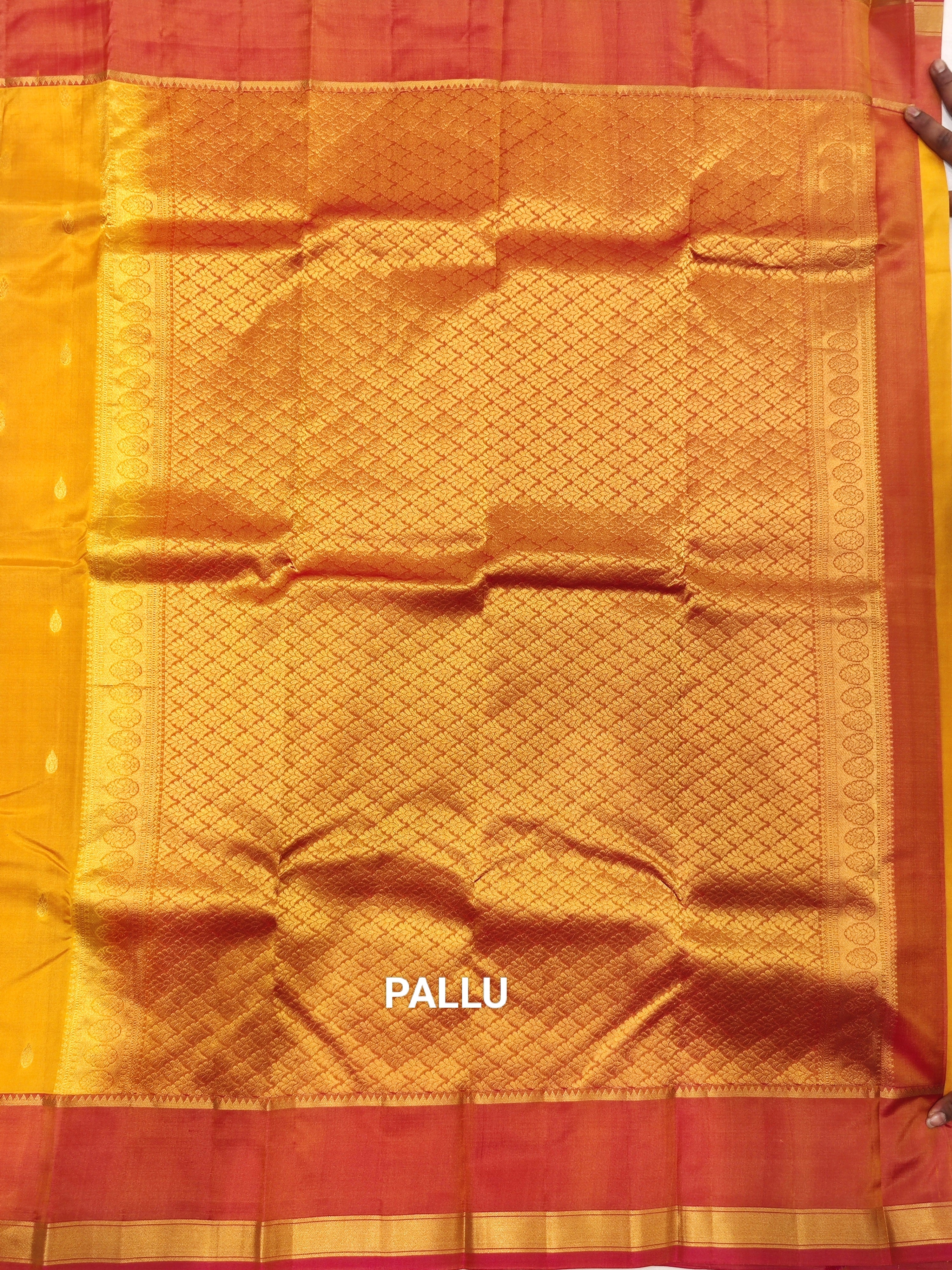 Yellow Kanjivaram Silk Saree with Onion Pink-Brown Border - Graceful New Arrival - New Sudarshan Silks`