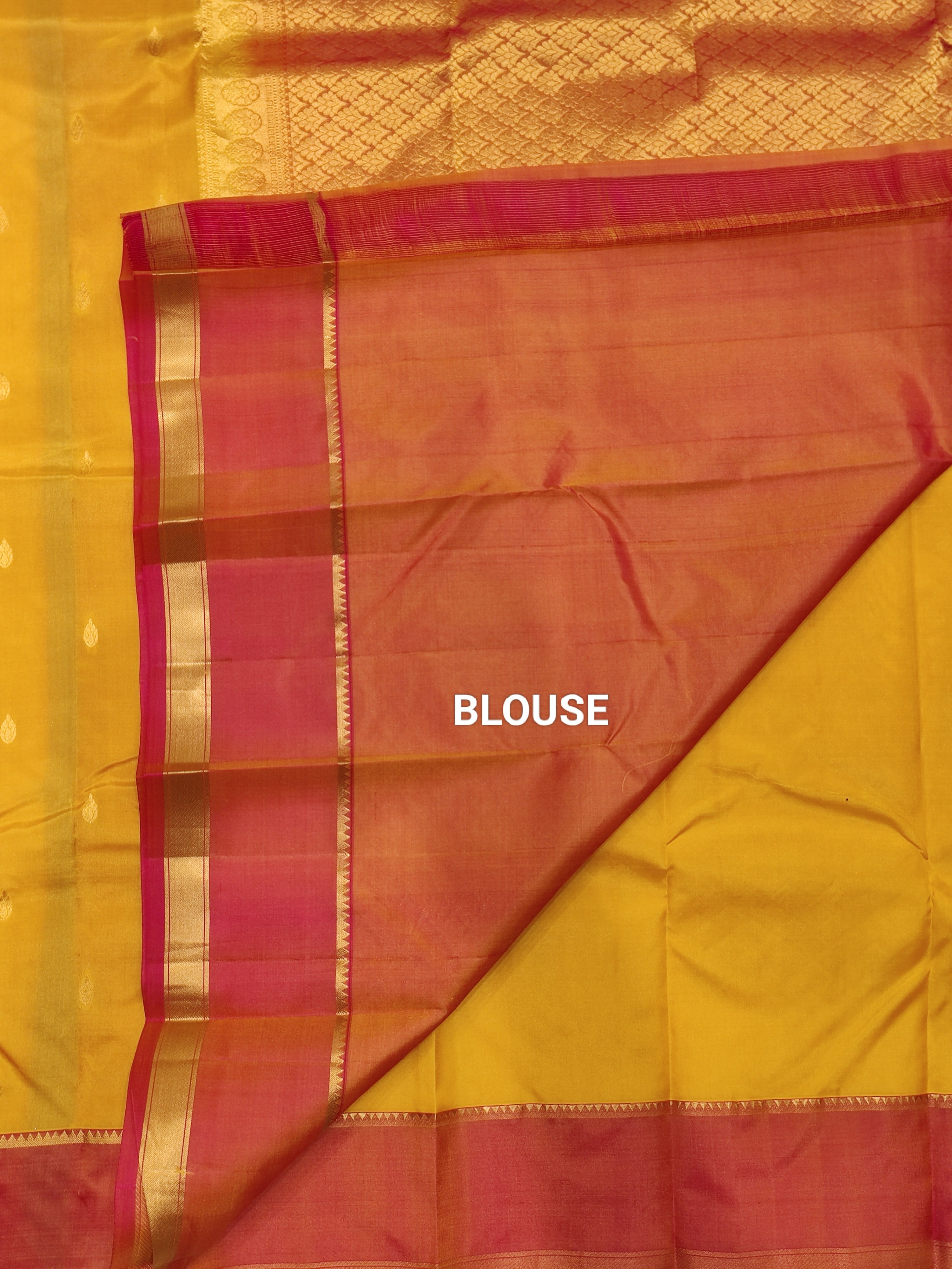 Yellow Kanjivaram Silk Saree with Onion Pink-Brown Border - Graceful New Arrival - New Sudarshan Silks`