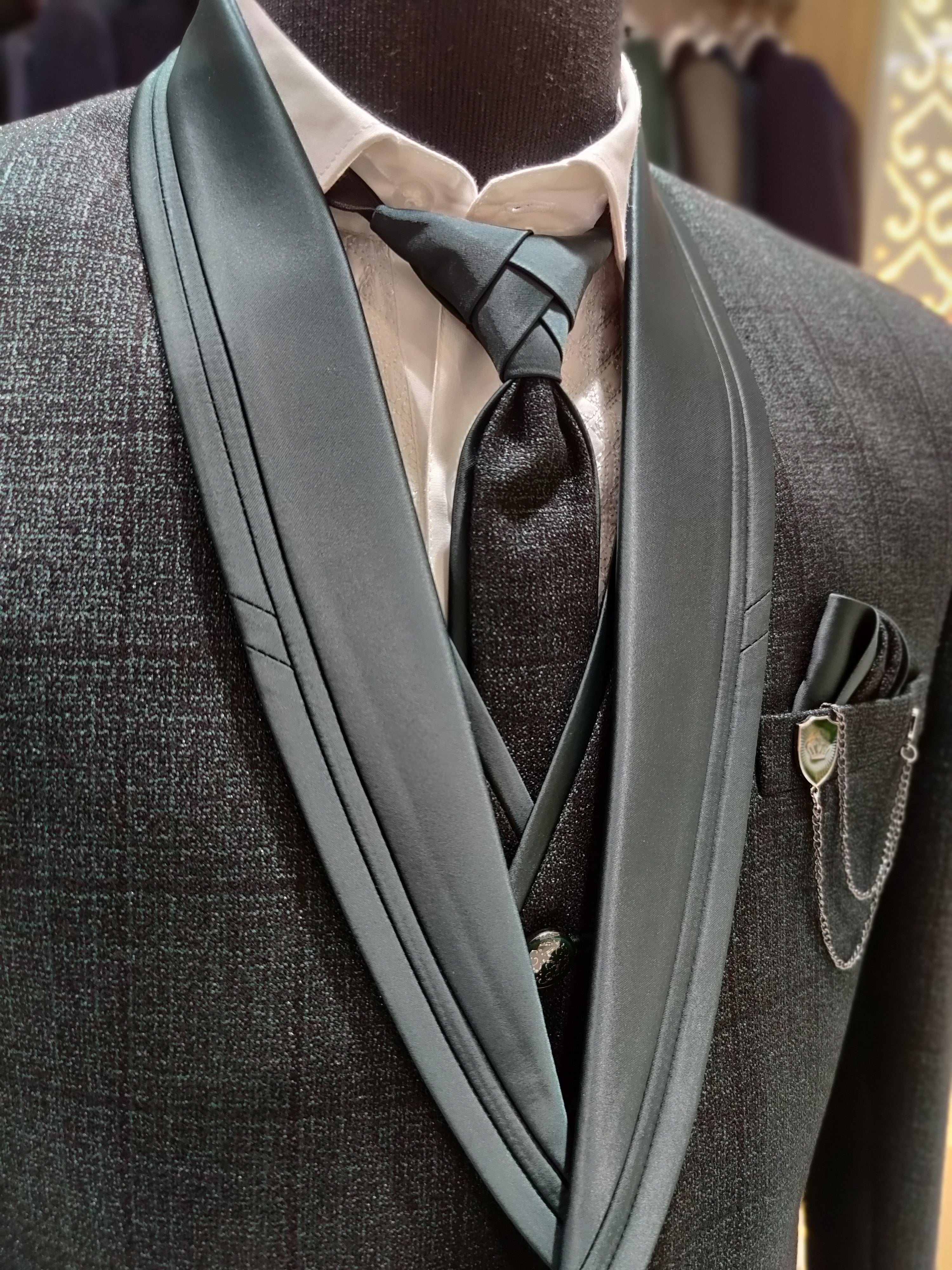 Greenish Black Suit with Elegant Stone Work – Wedding Collection - New Sudarshan Silks`