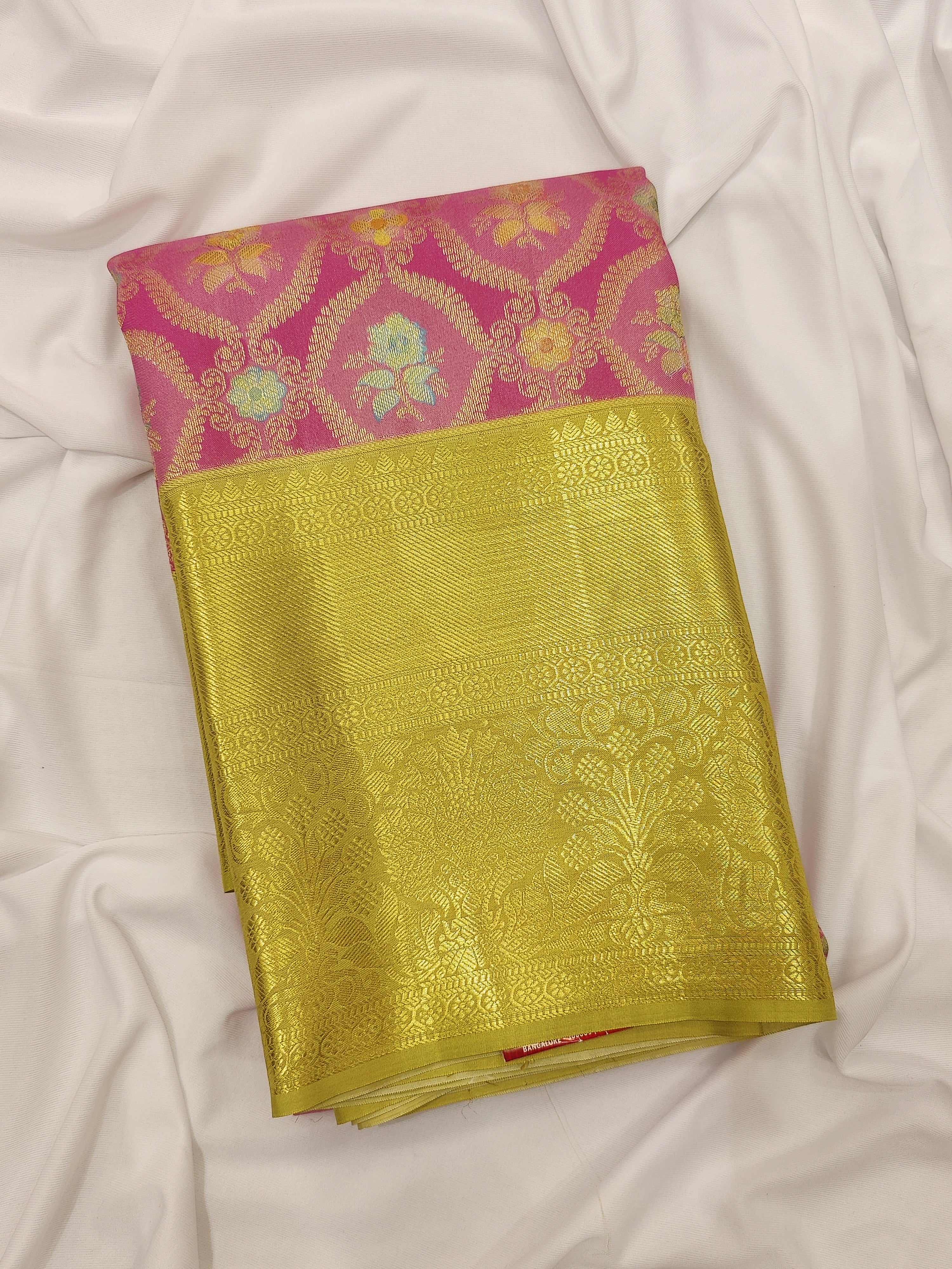 Pink Kanjivaram Silk Saree with Gold Zari – Pure Handloom Bridal Saree Online - New Sudarshan Silks`