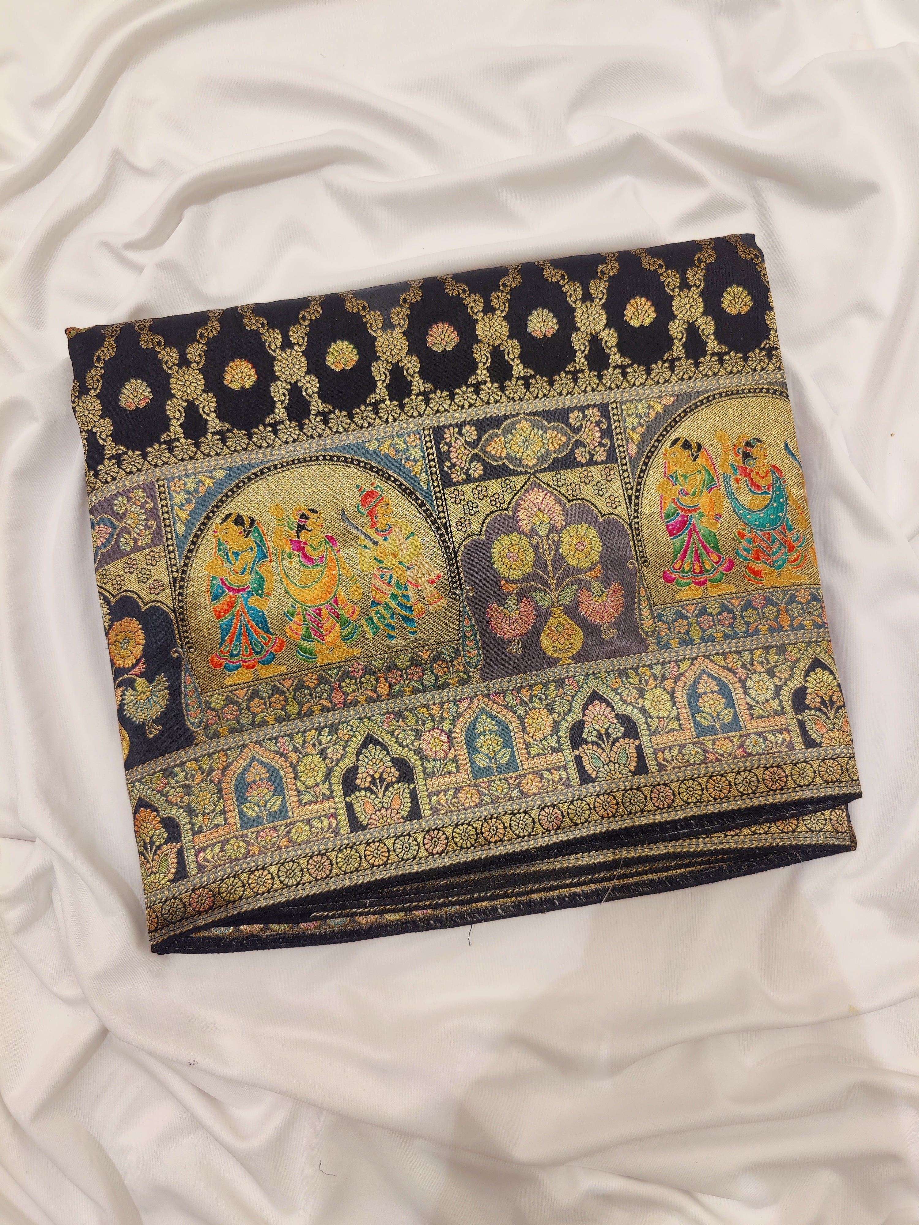 Black Fancy Saree with Mughal Work – Elegant Fancy Saree Online