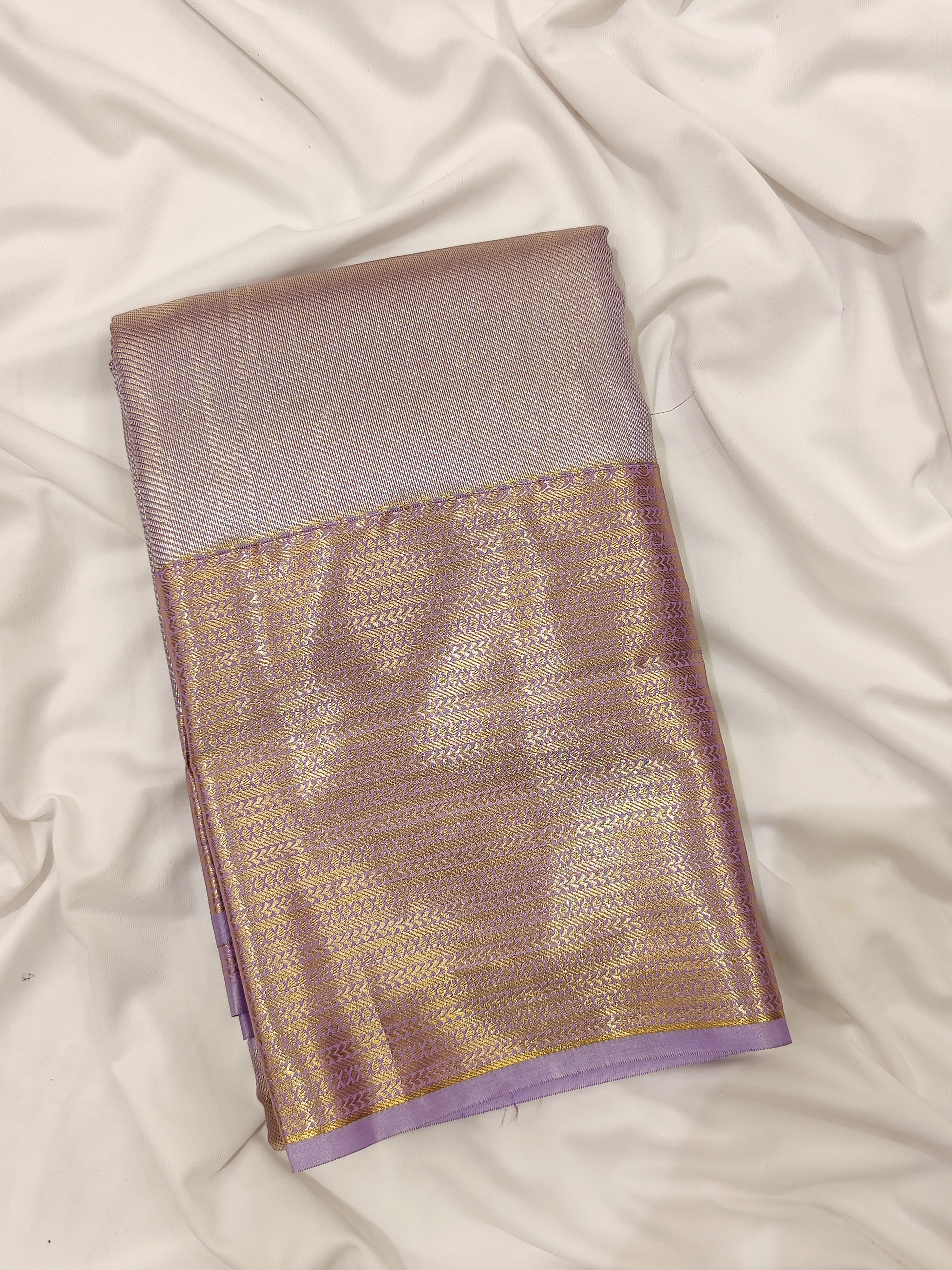 Lavender Semi Tissue Silk Saree – A Grand Blend of Tradition & Elegance