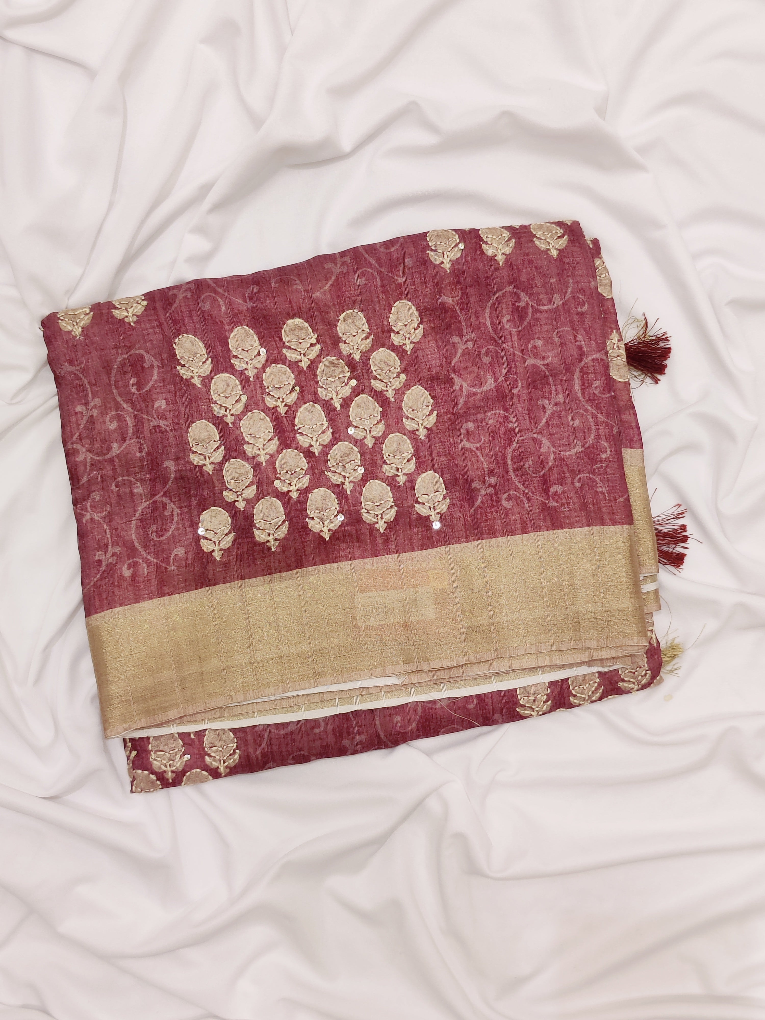 Light Brown Raw Silk Saree with Embroidery Work – Shop Online