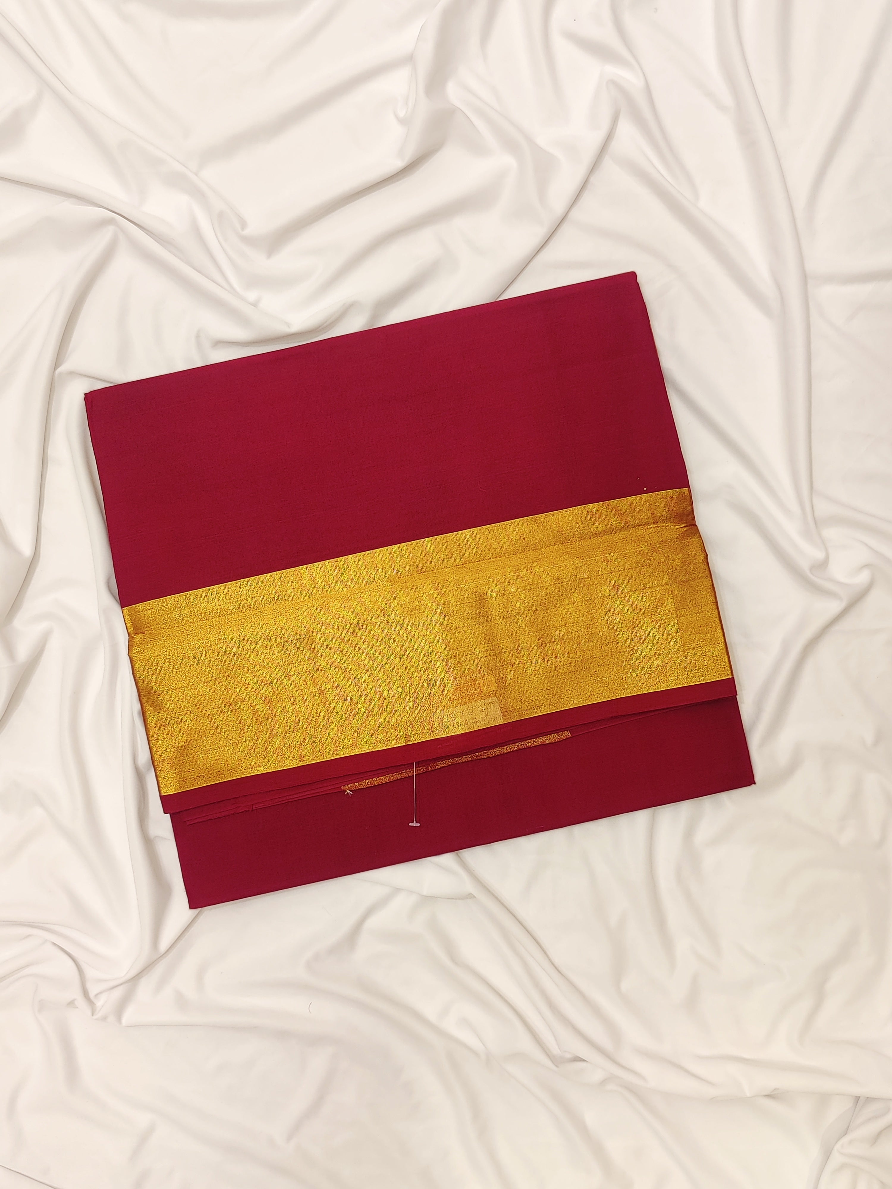 Maroon Venkatagiri Cotton Saree – Gold Zari Border – Shop Online