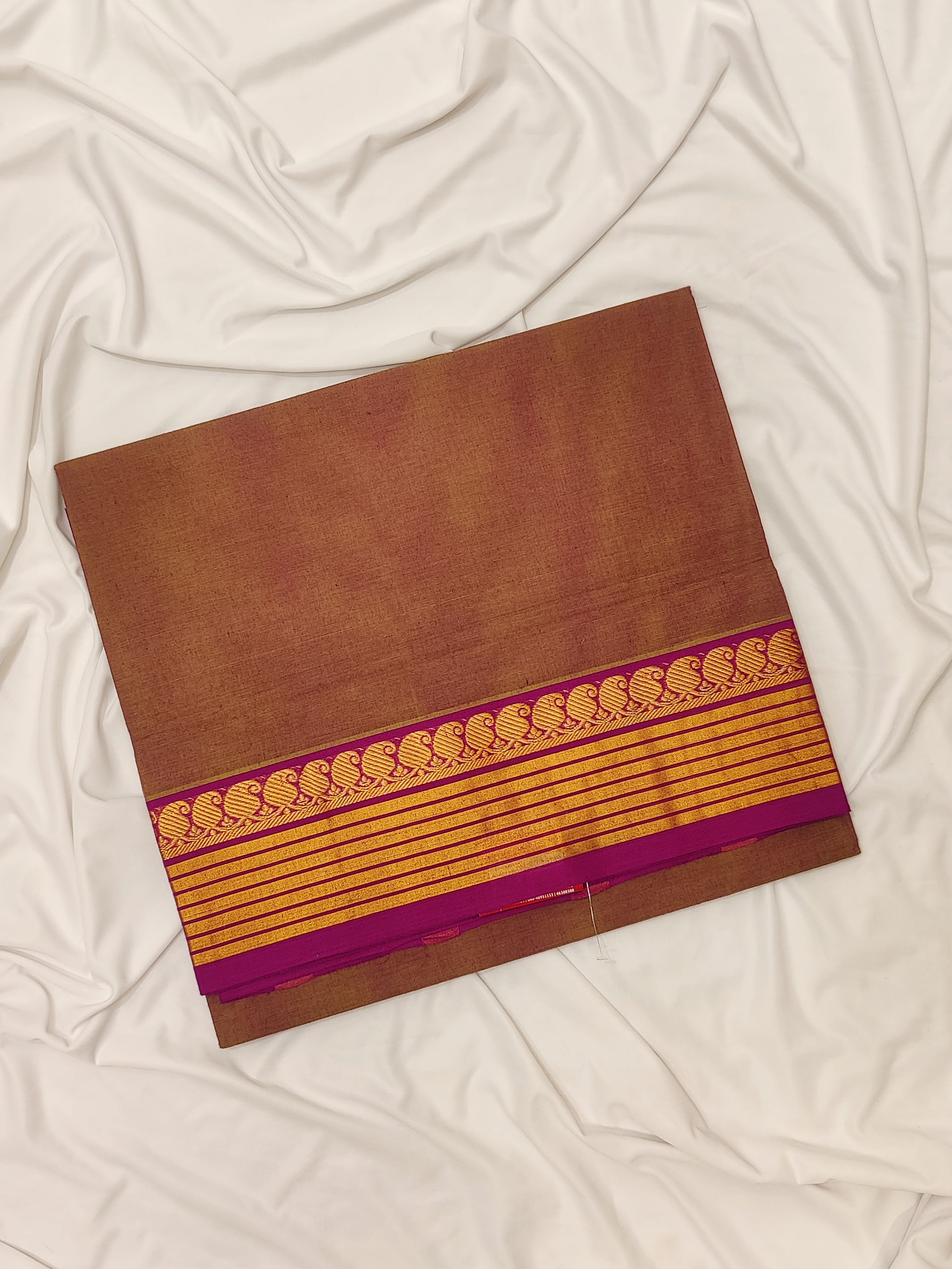 Chikoo Venkatagiri Cotton Saree – Magenta Pink Border – Shop Online