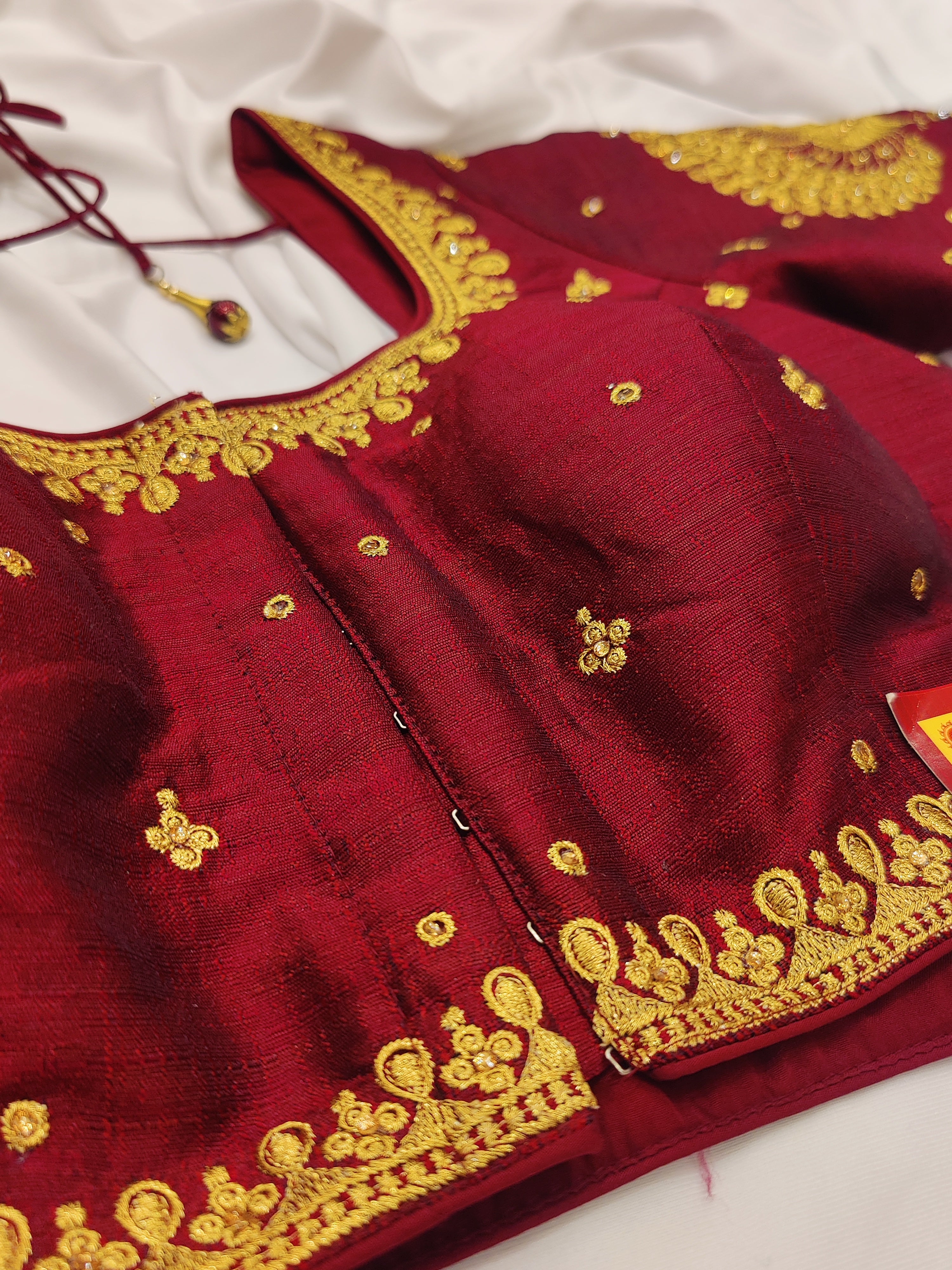 Maroon Full Sleeve Fancy Blouse – Stone Embellished – Shop Online