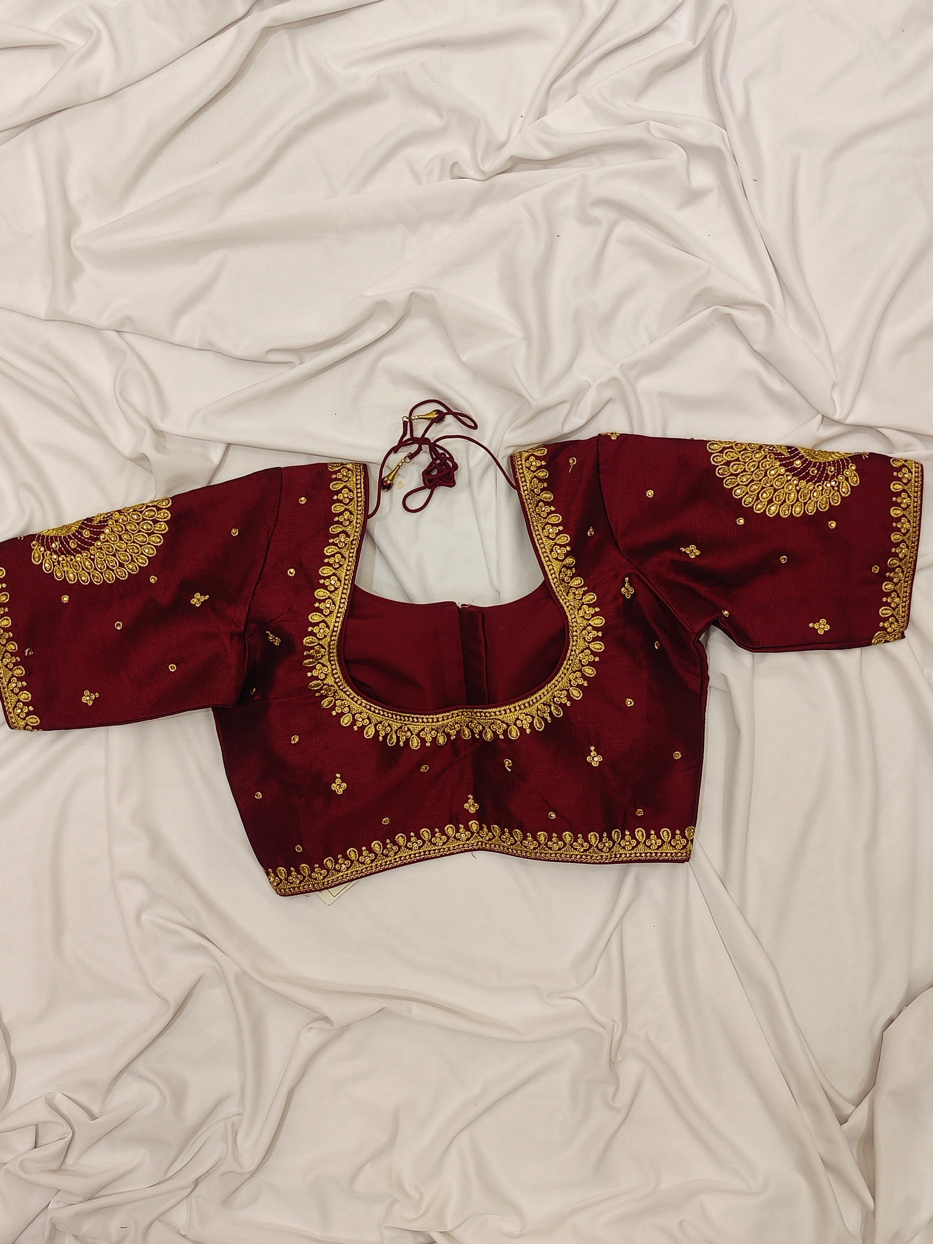 Maroon Full Sleeve Fancy Blouse – Stone Embellished – Shop Online