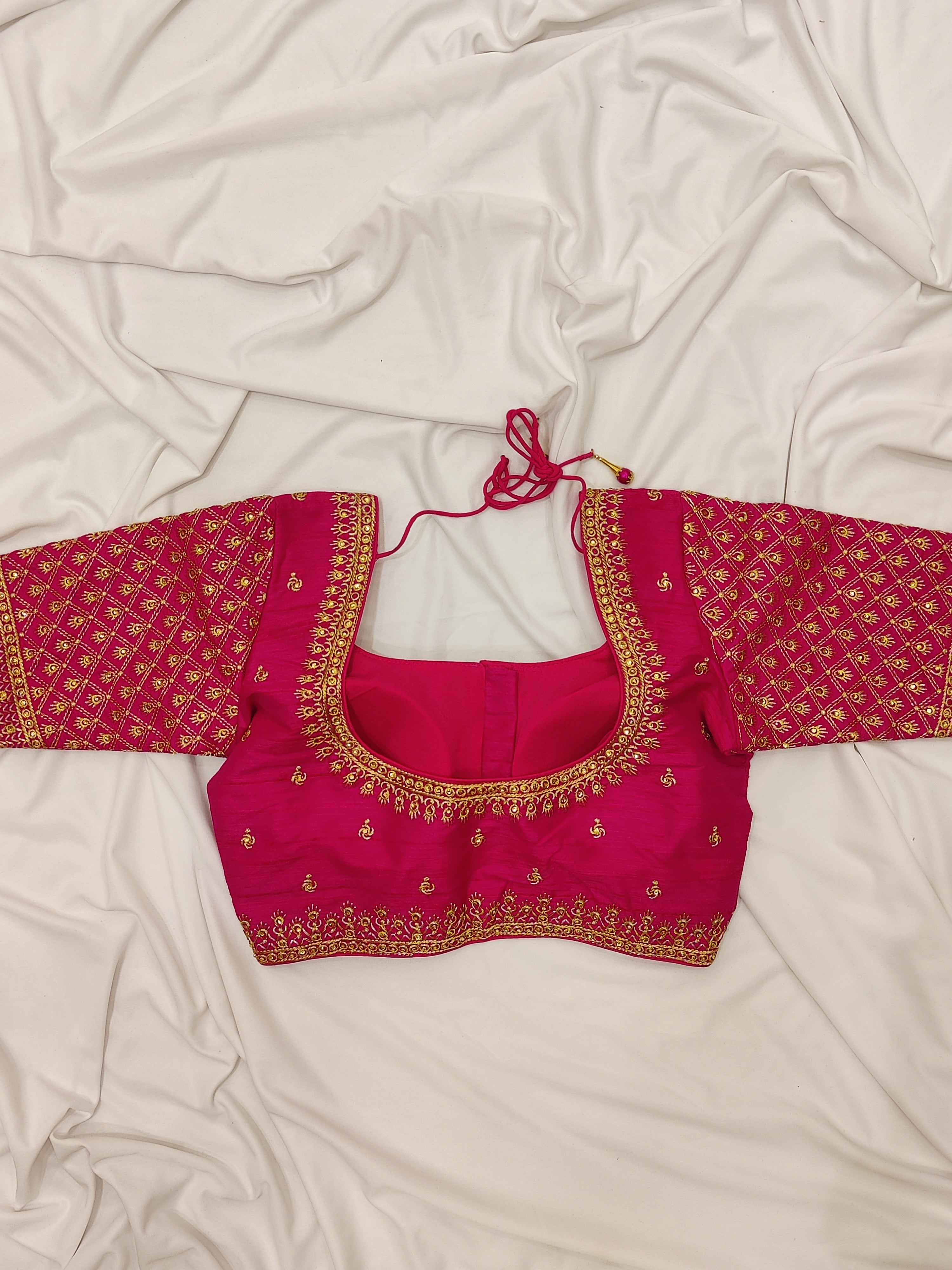 Pink Full Sleeve Fancy Blouse – Stone Work – Shop Online