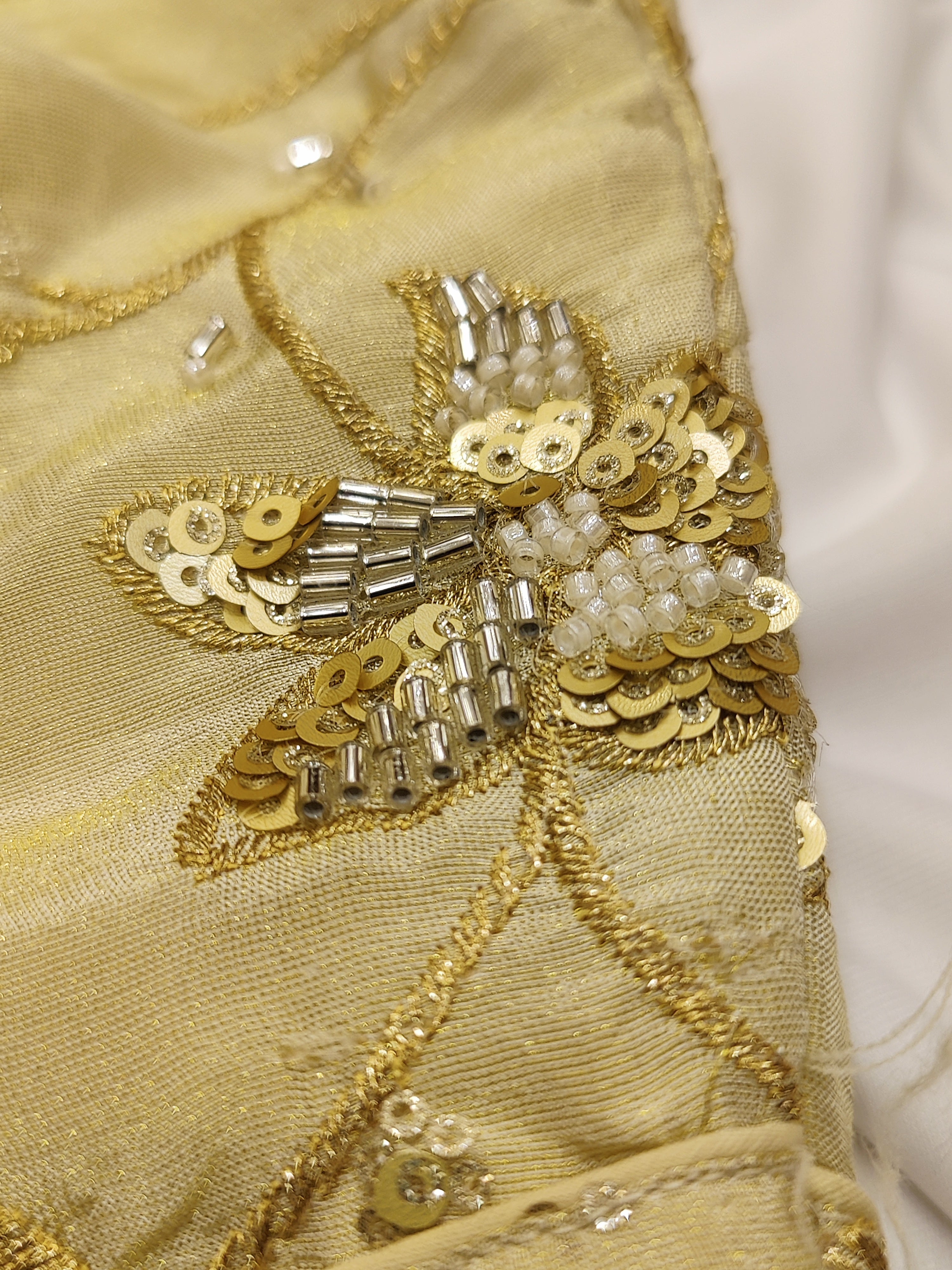 Cream Fancy Sleeveless Blouse – Heavy Stone Work – Shop Online
