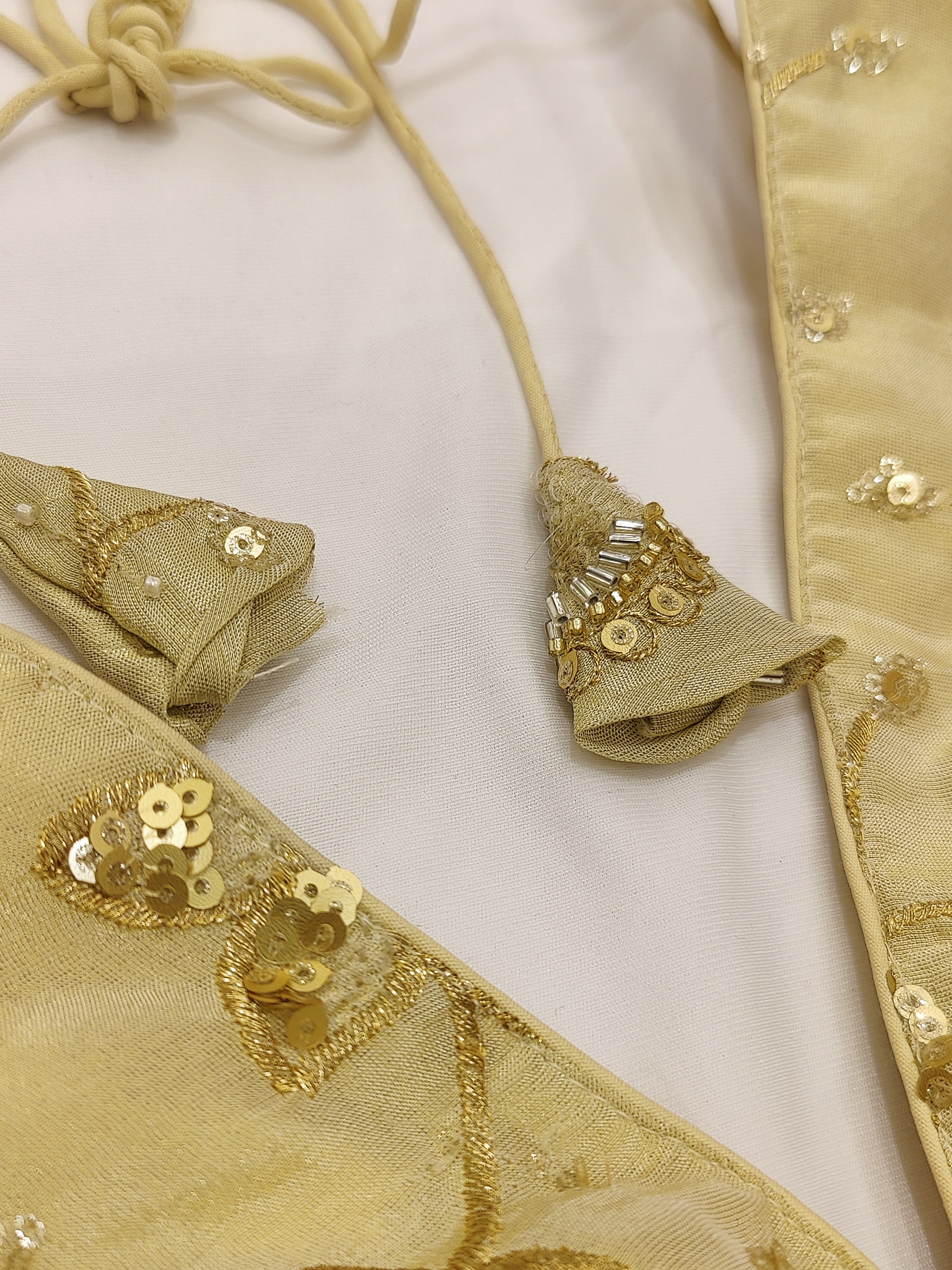 Cream Fancy Sleeveless Blouse – Heavy Stone Work – Shop Online
