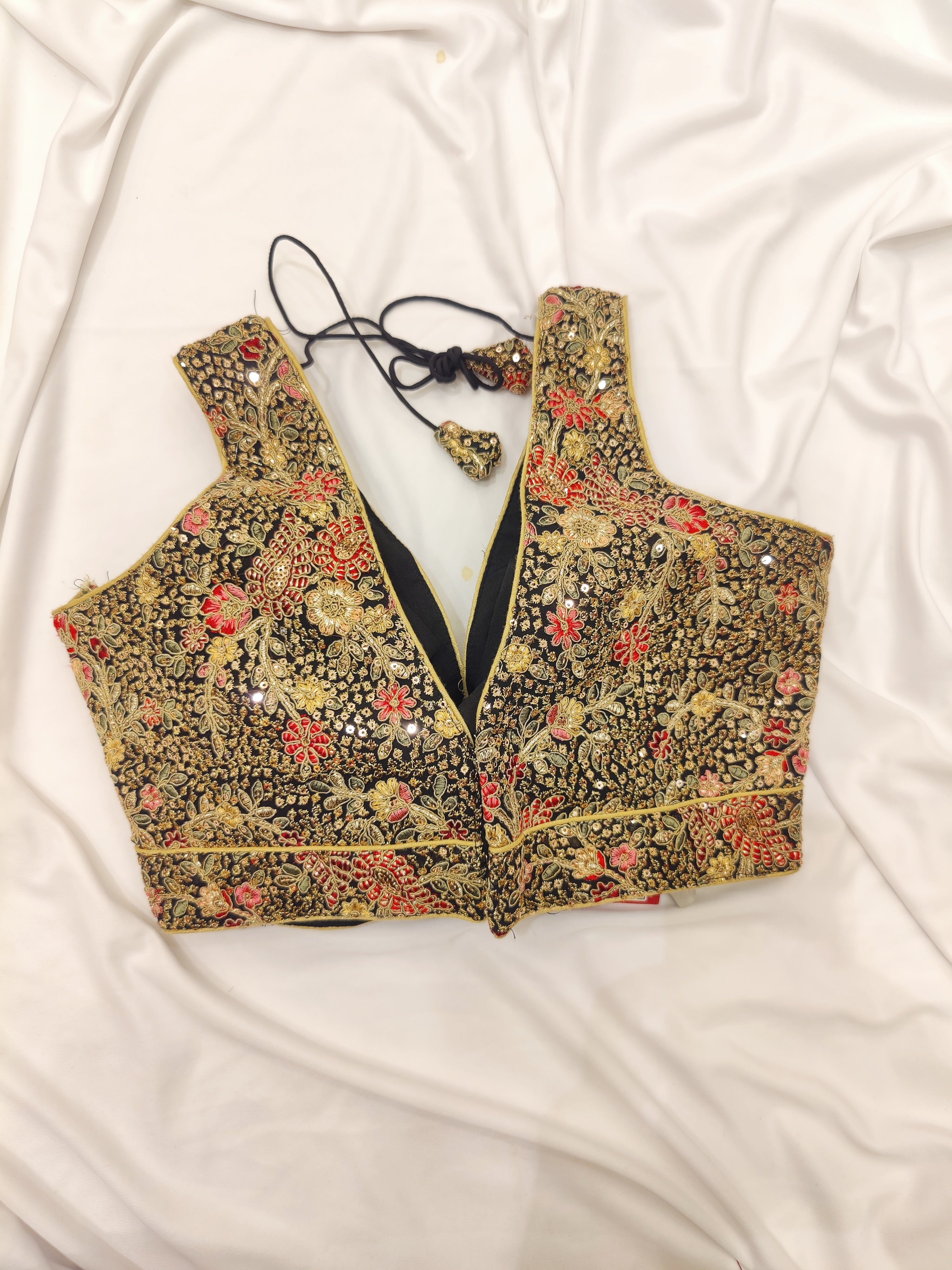 Multicolor Black Fancy Sleeveless Blouse – Stone Work – Shop Online