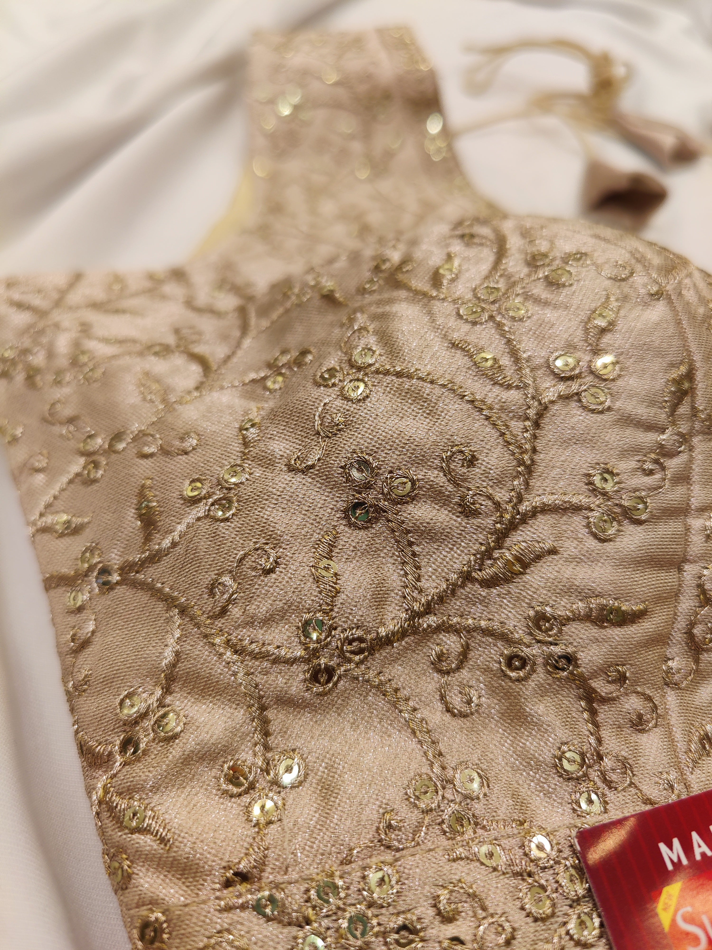 Cream Shade Fancy Sleeveless Blouse – Stone Work – Shop Online