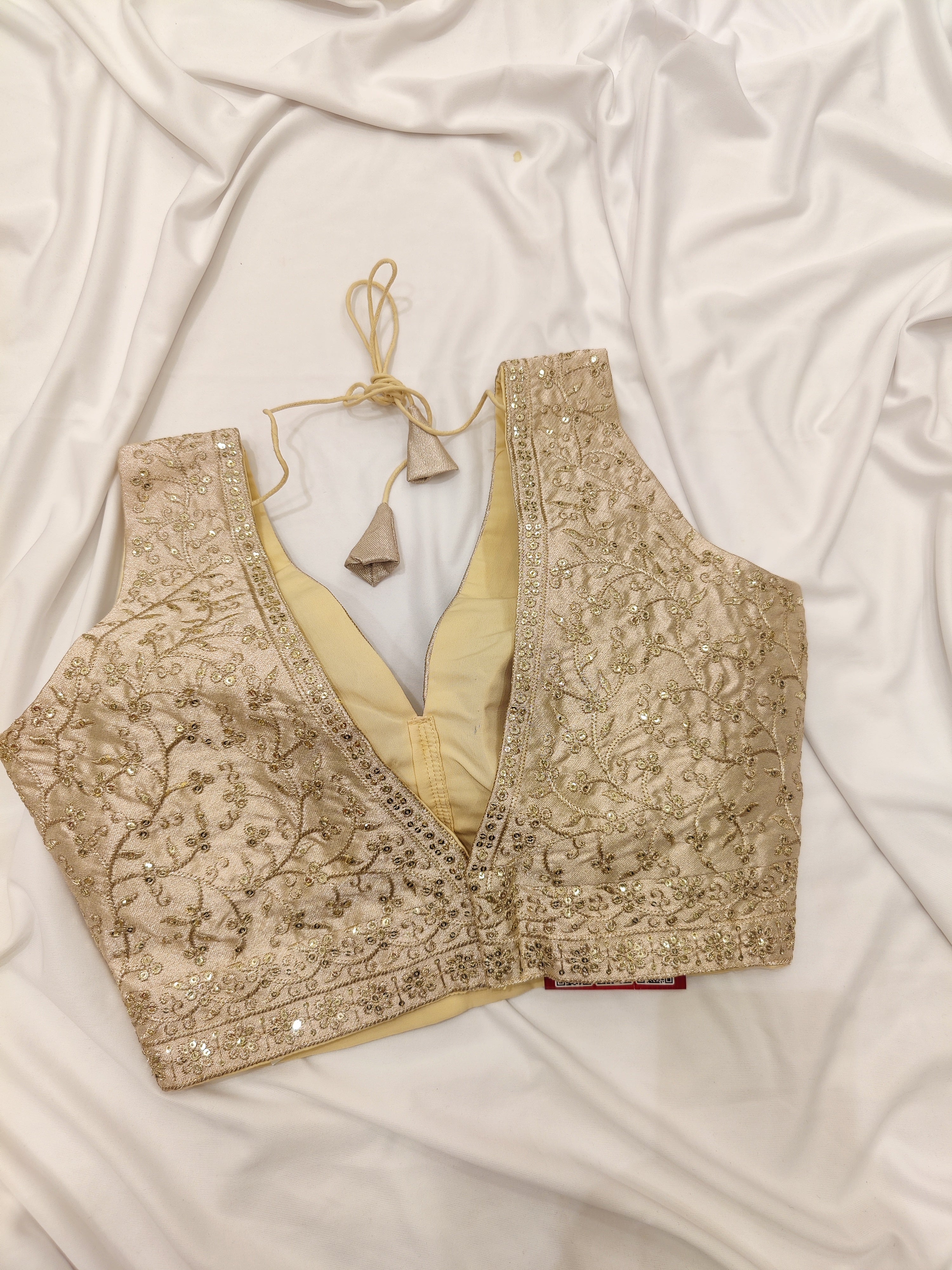 Cream Shade Fancy Sleeveless Blouse – Stone Work – Shop Online