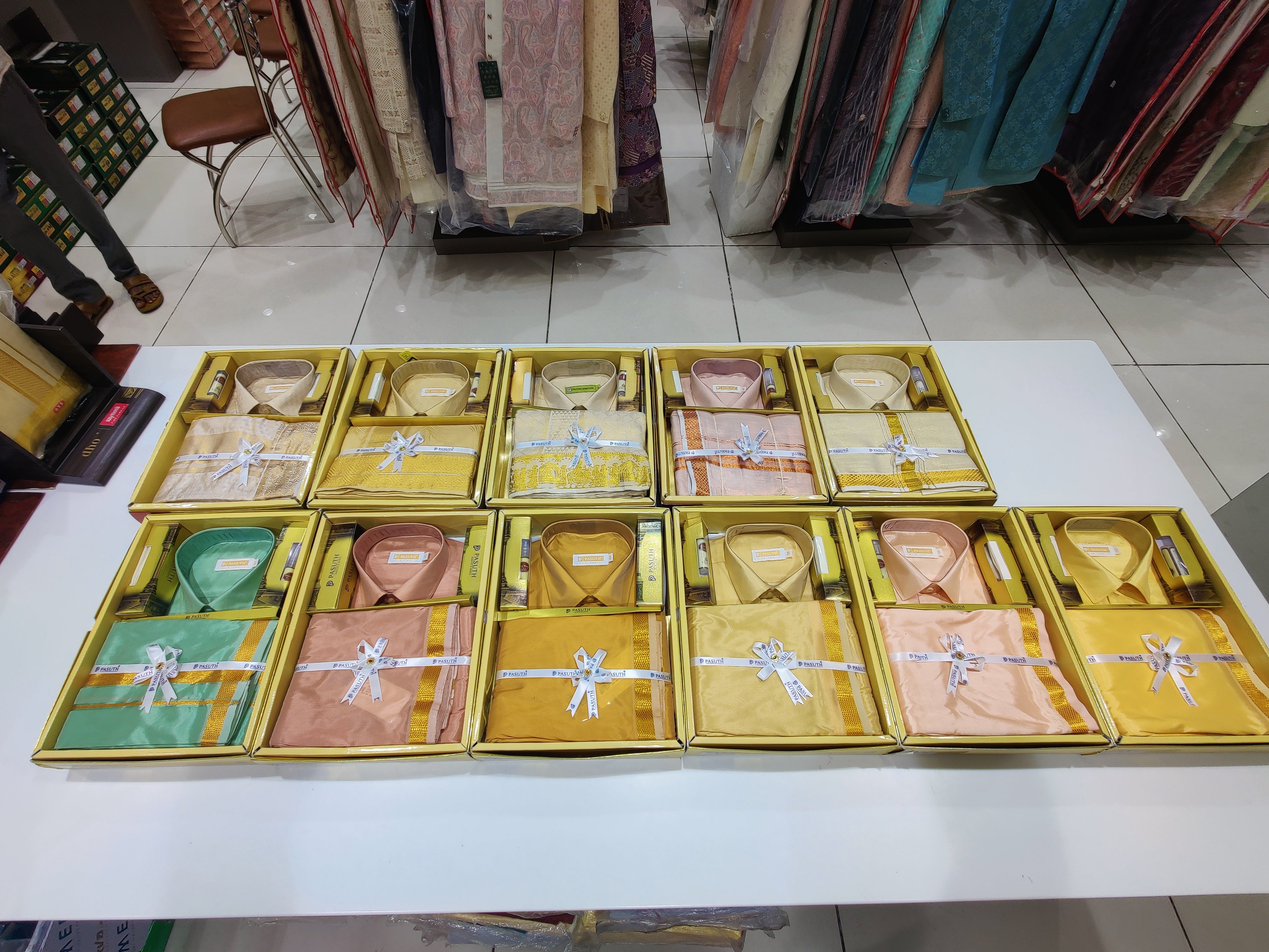 "Copper Dhoti Set with Dhoti, Shirt, Belt & Perfume – Wedding Collection for Men"