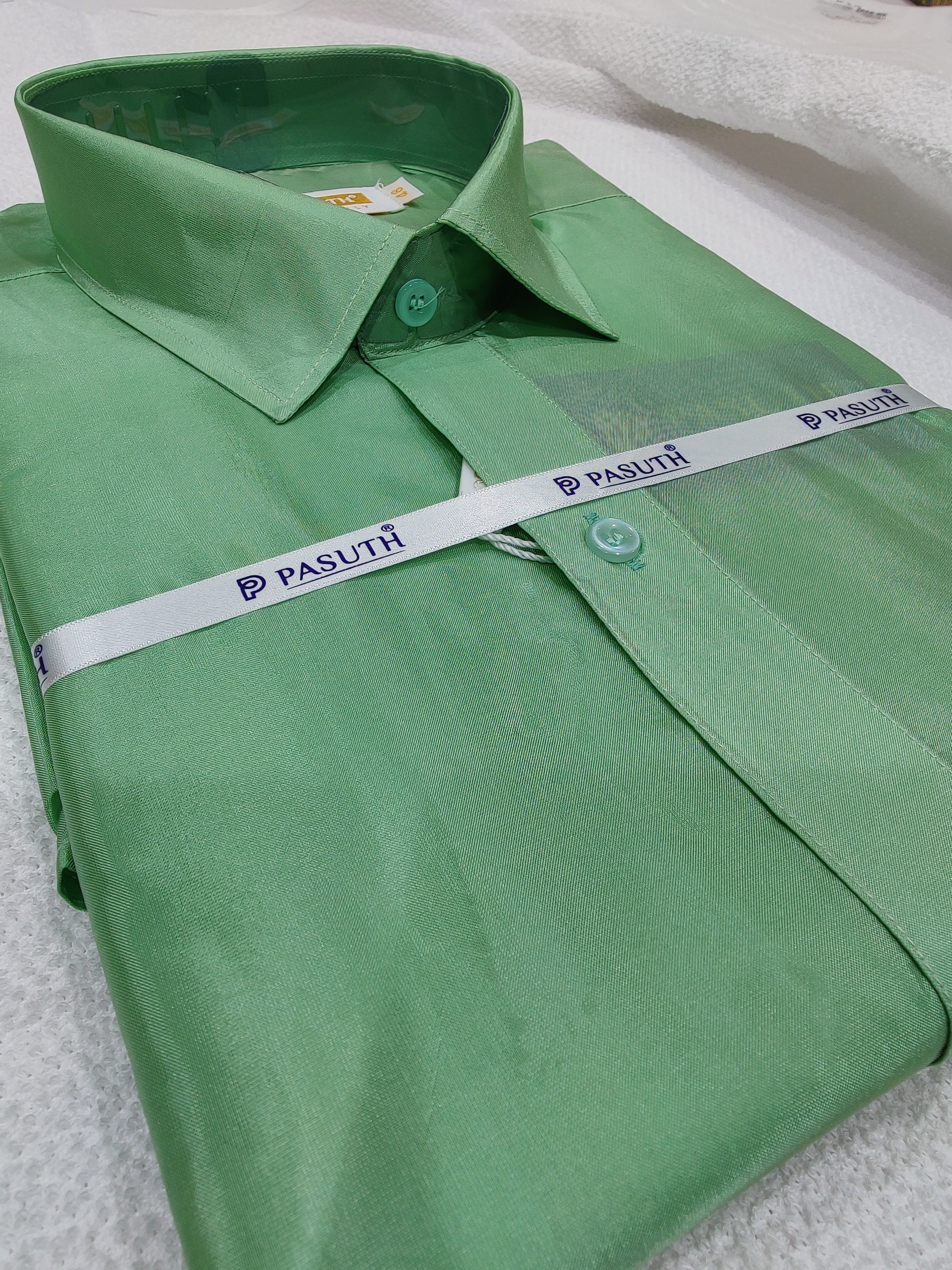 "Light Green Dhoti Set with Dhoti, Shirt, Belt & Perfume – Wedding Collection for Men"