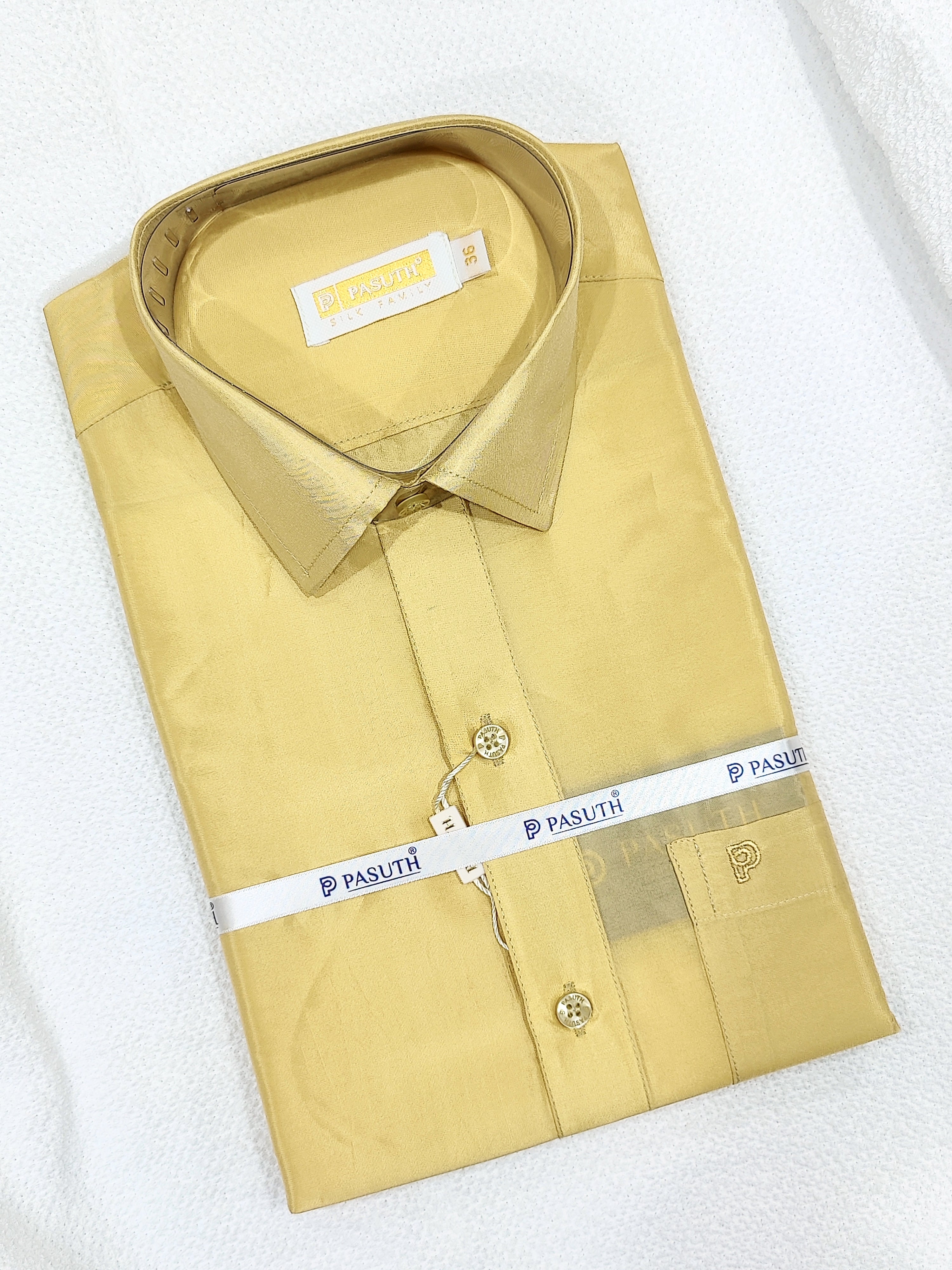 Creamish Gold Dhoti Set with Dhoti, Shirt, Belt & Perfume – Wedding Collection