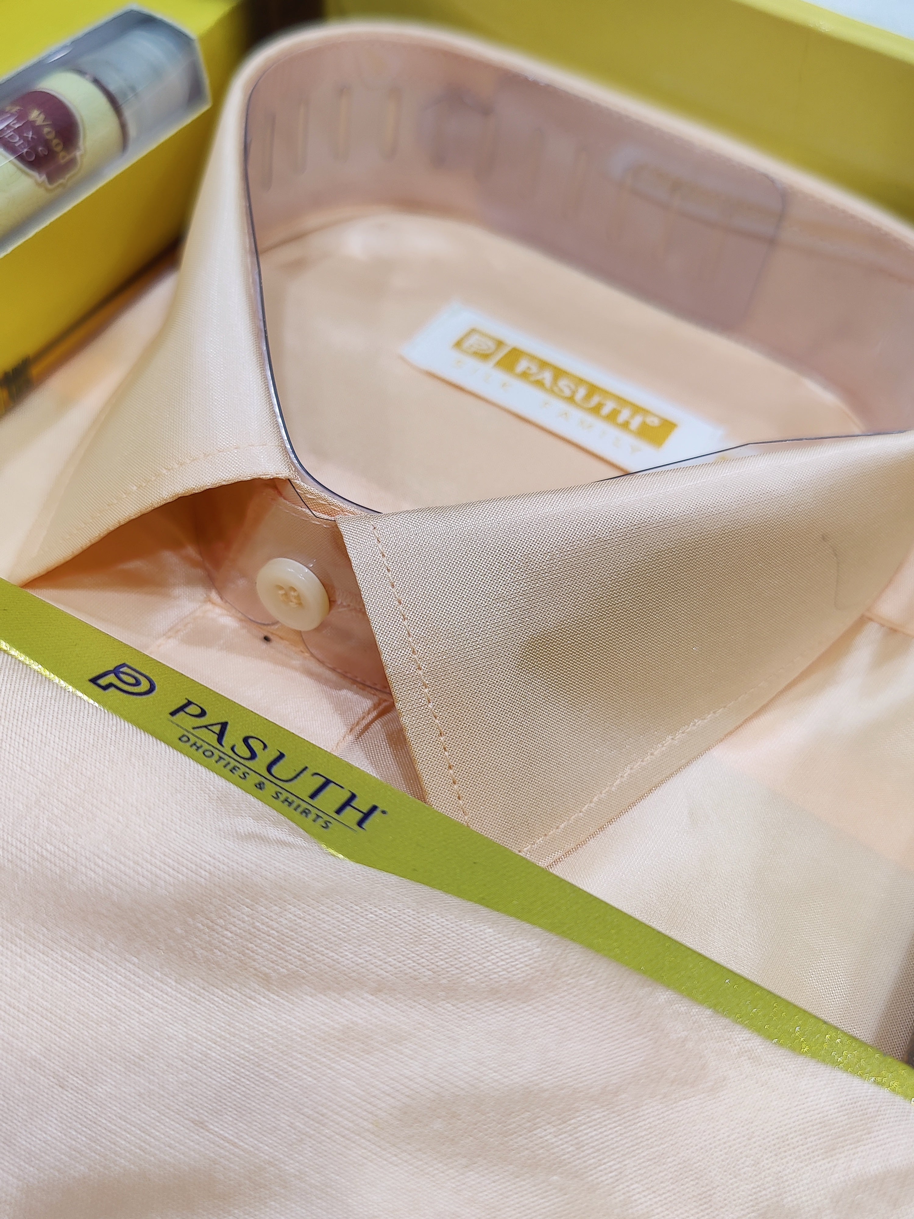 Rose Gold Dhoti Set with Dhoti, Shirt, Belt & Perfume – Wedding Collection