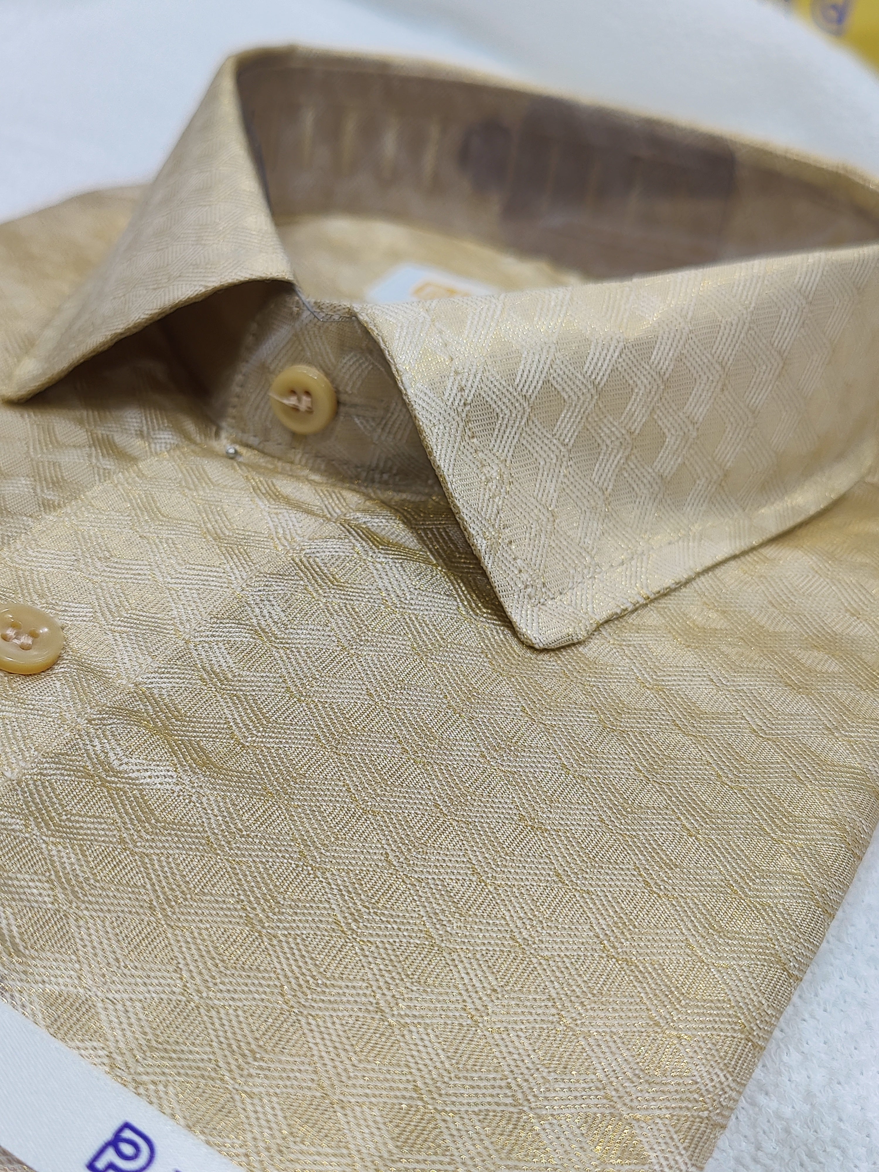 Gold Diamond Checks Dhoti Set with Dhoti, Shirt, Belt & Perfume – Wedding Collection for Men