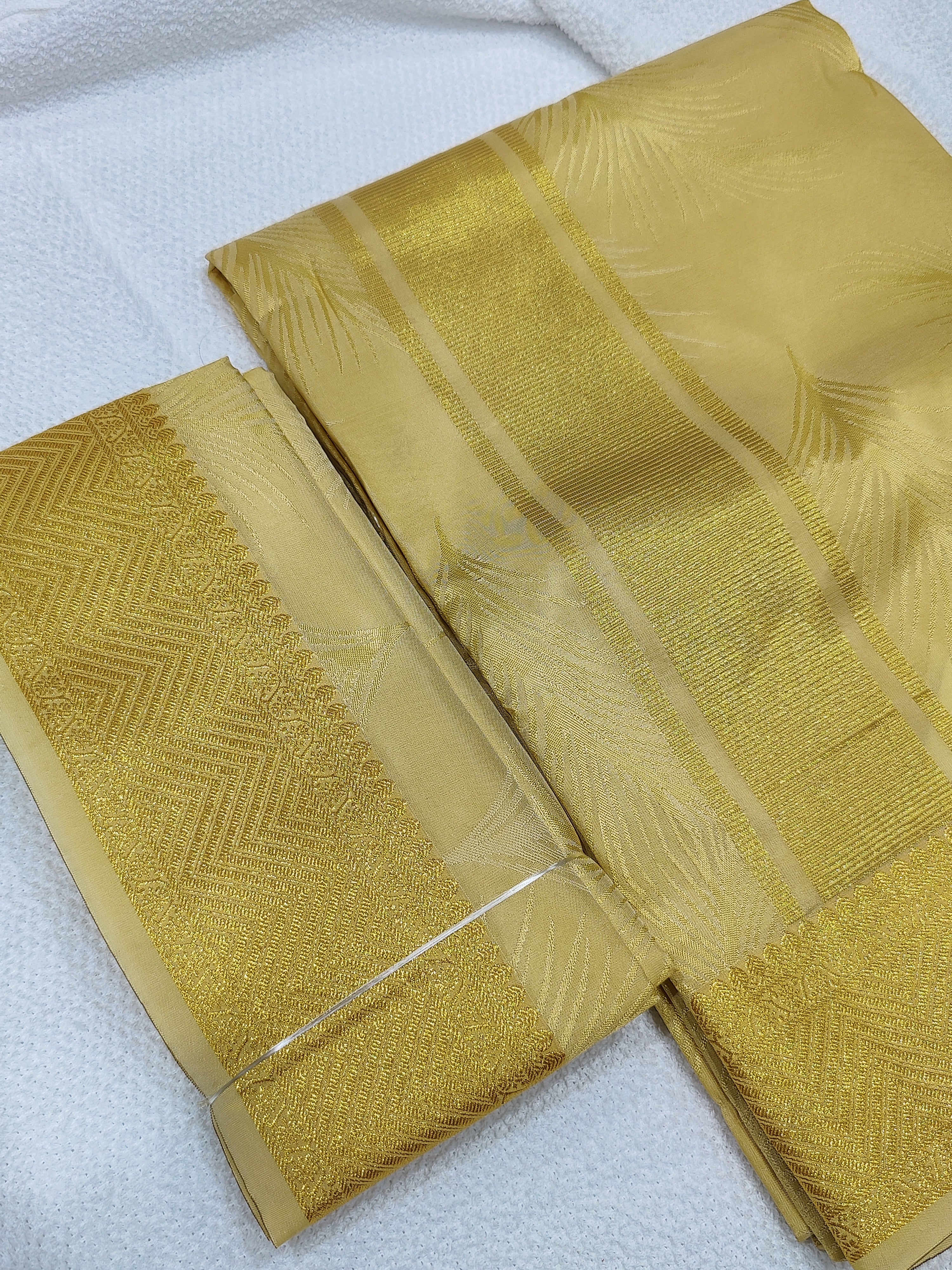 Gold Zari Work Dhoti Set with Dhoti, Shirt, Belt & Perfume – Wedding Collection for Men