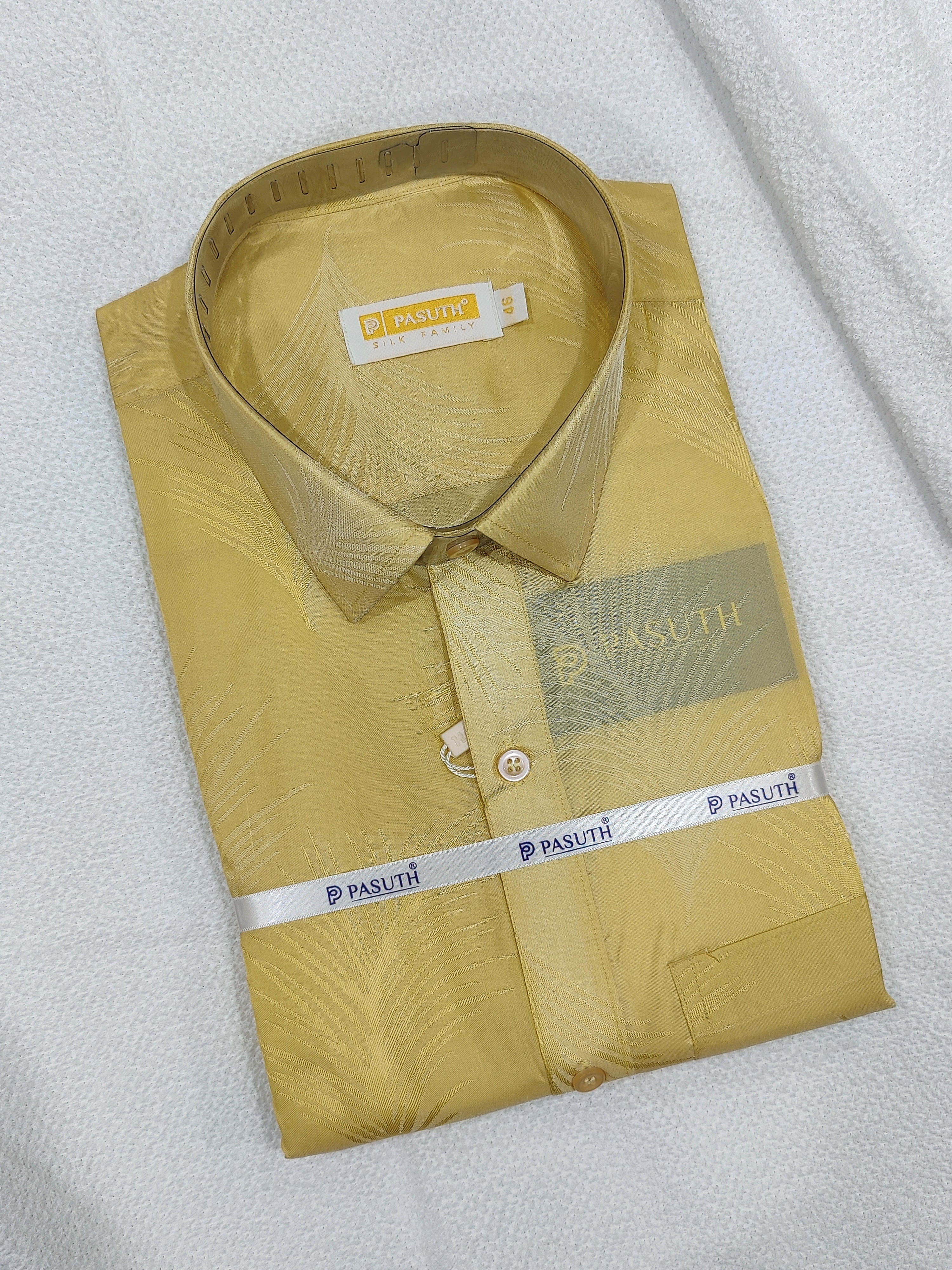 Gold Zari Work Dhoti Set with Dhoti, Shirt, Belt & Perfume – Wedding Collection for Men