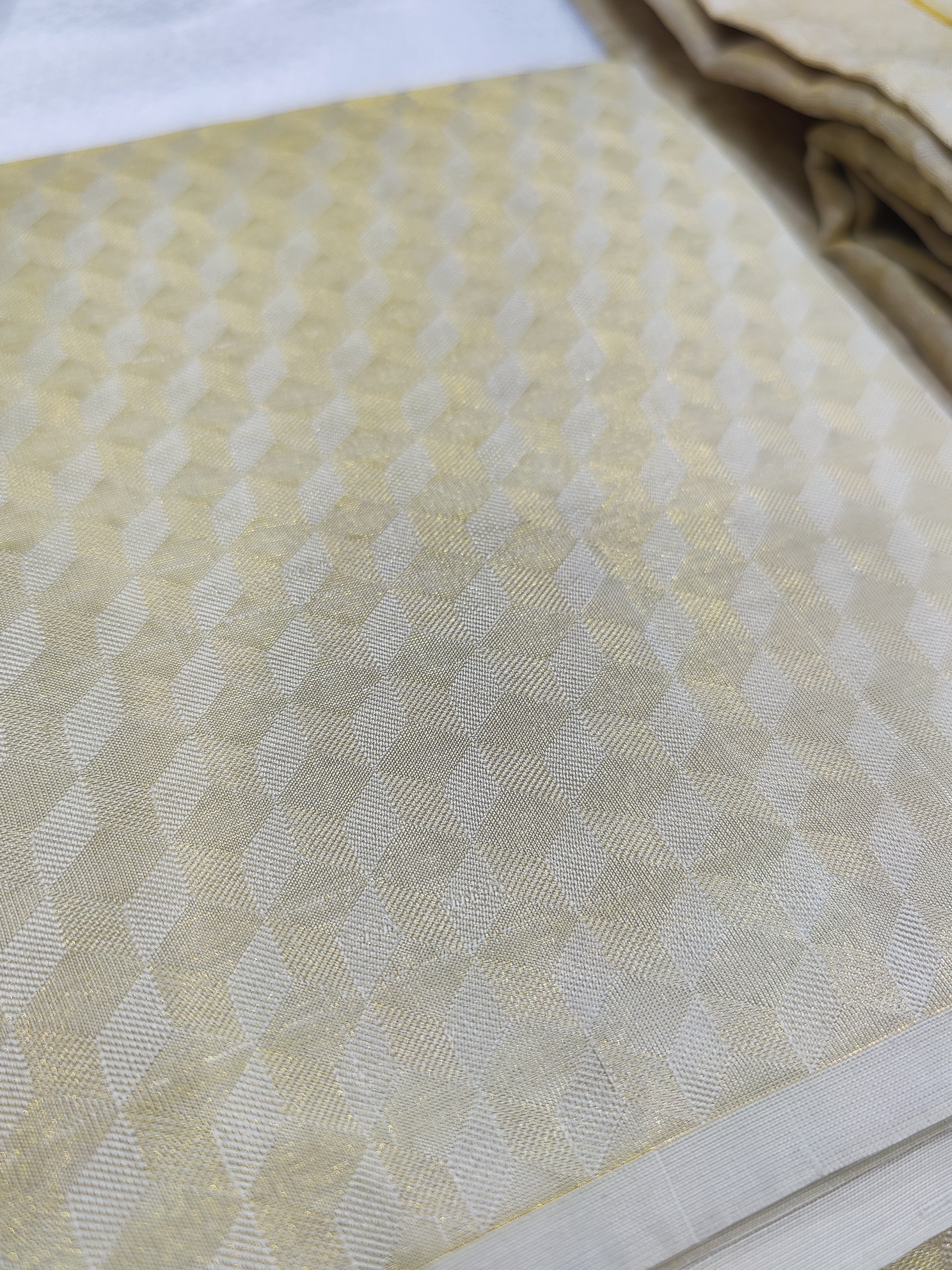 Pure Gold Kanjivaram Silk Dhoti & Shirt Piece -Gold Zari work Border - Shop Online - Wedding Collection