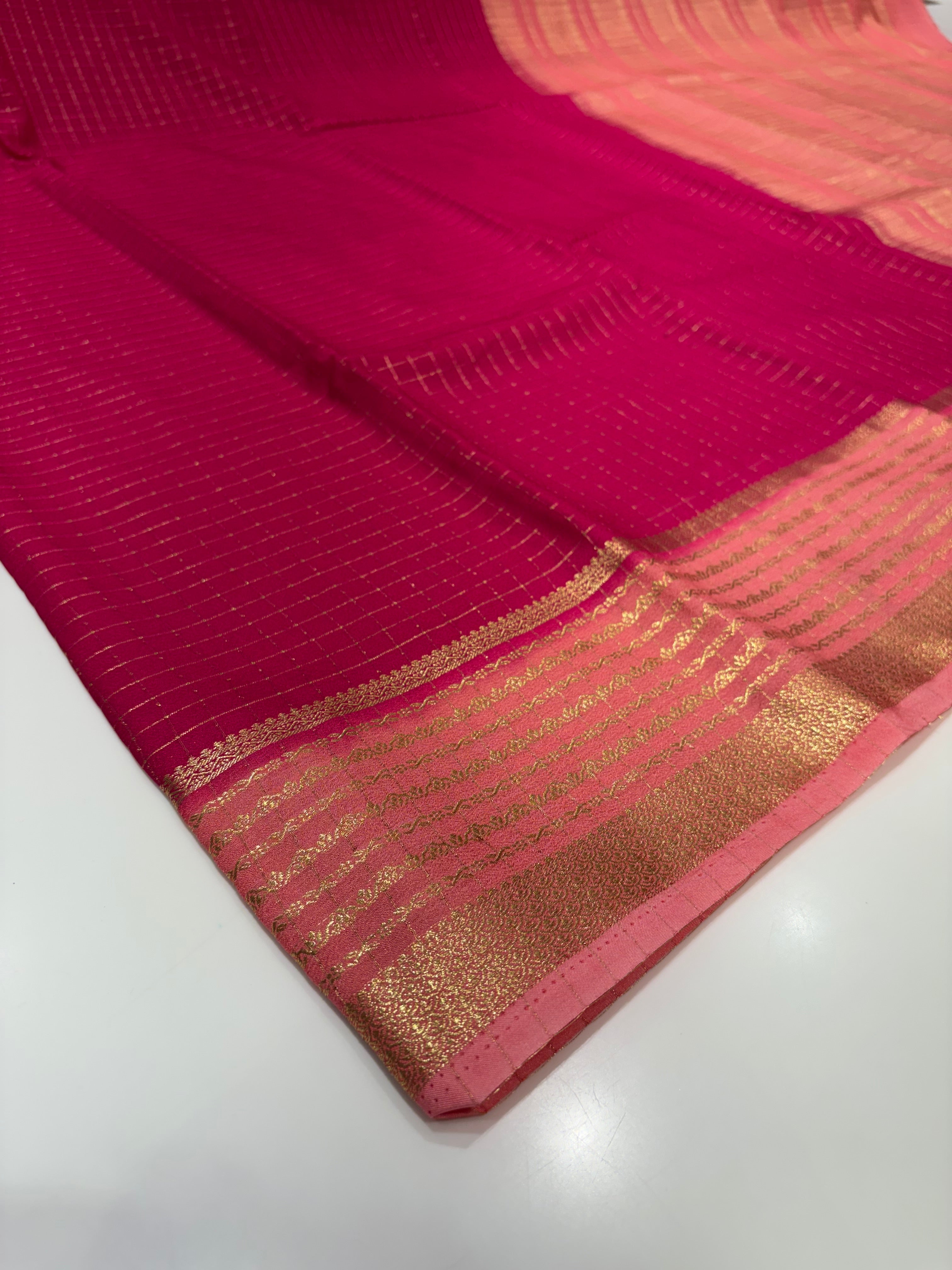Soft Pink color with Peach Border and Zari Check Detailing – Perfect for Daily or Office Wear