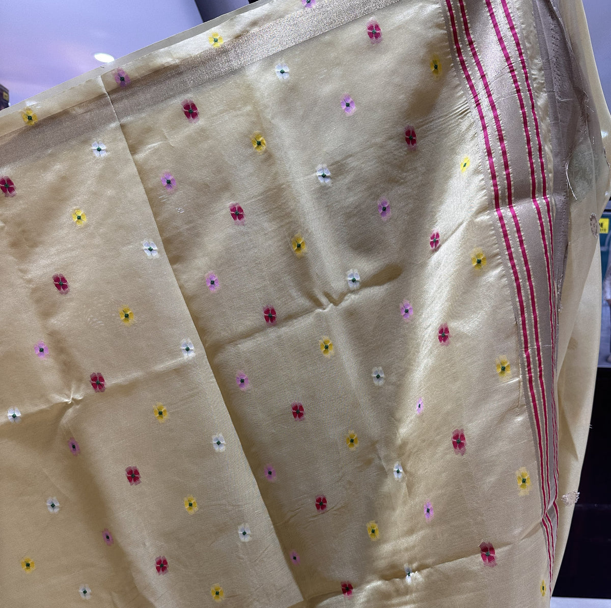Light Gold Colour Semi Paithani Silk Saree