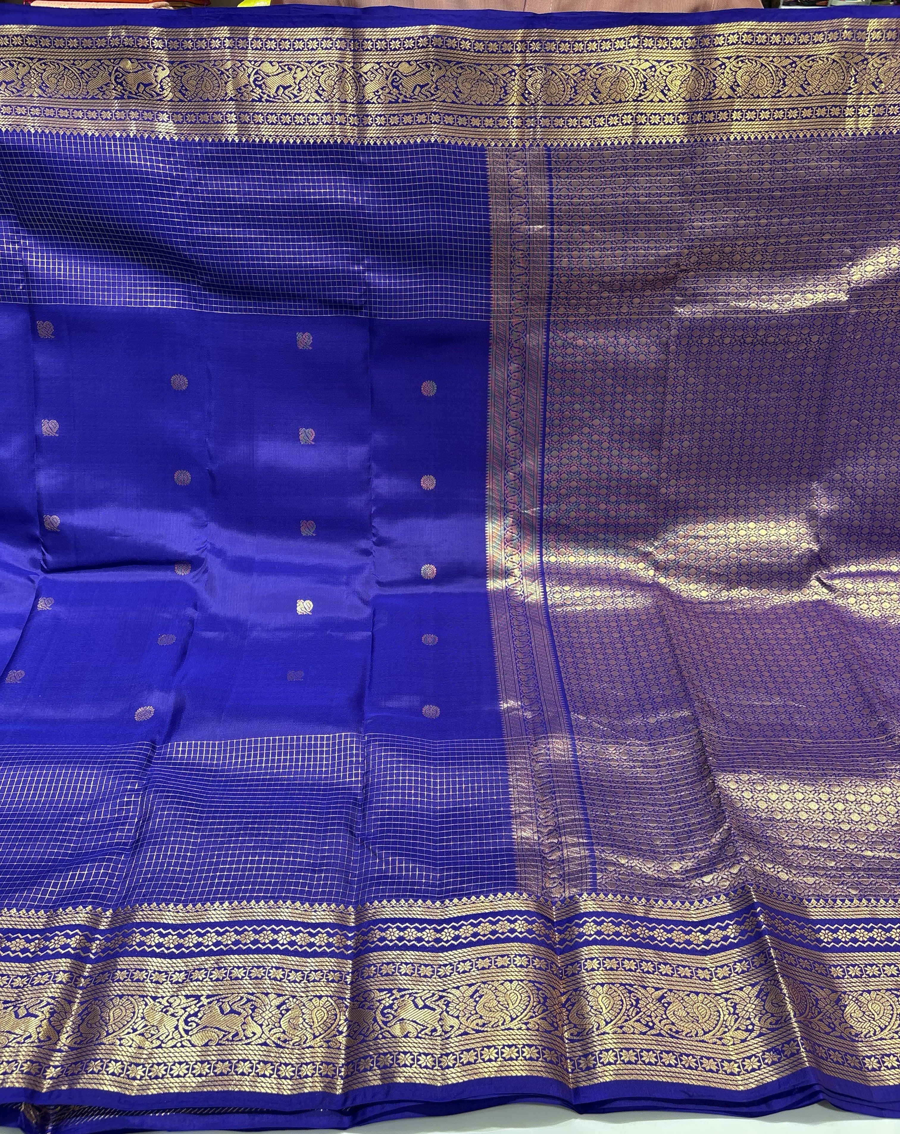 Premium Blue(self) Semi-Kanjivaram Saree