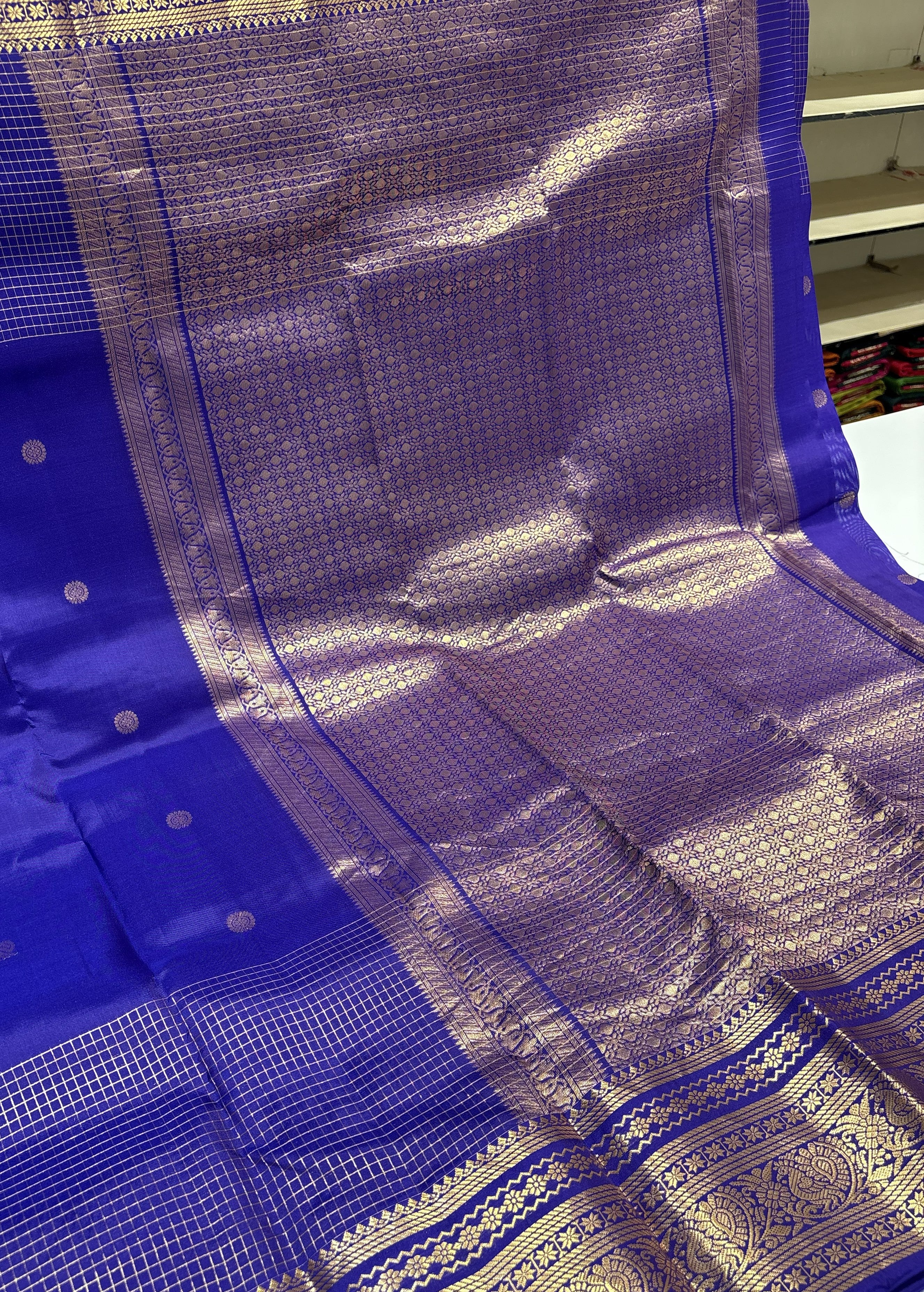 Premium Blue(self) Semi-Kanjivaram Saree