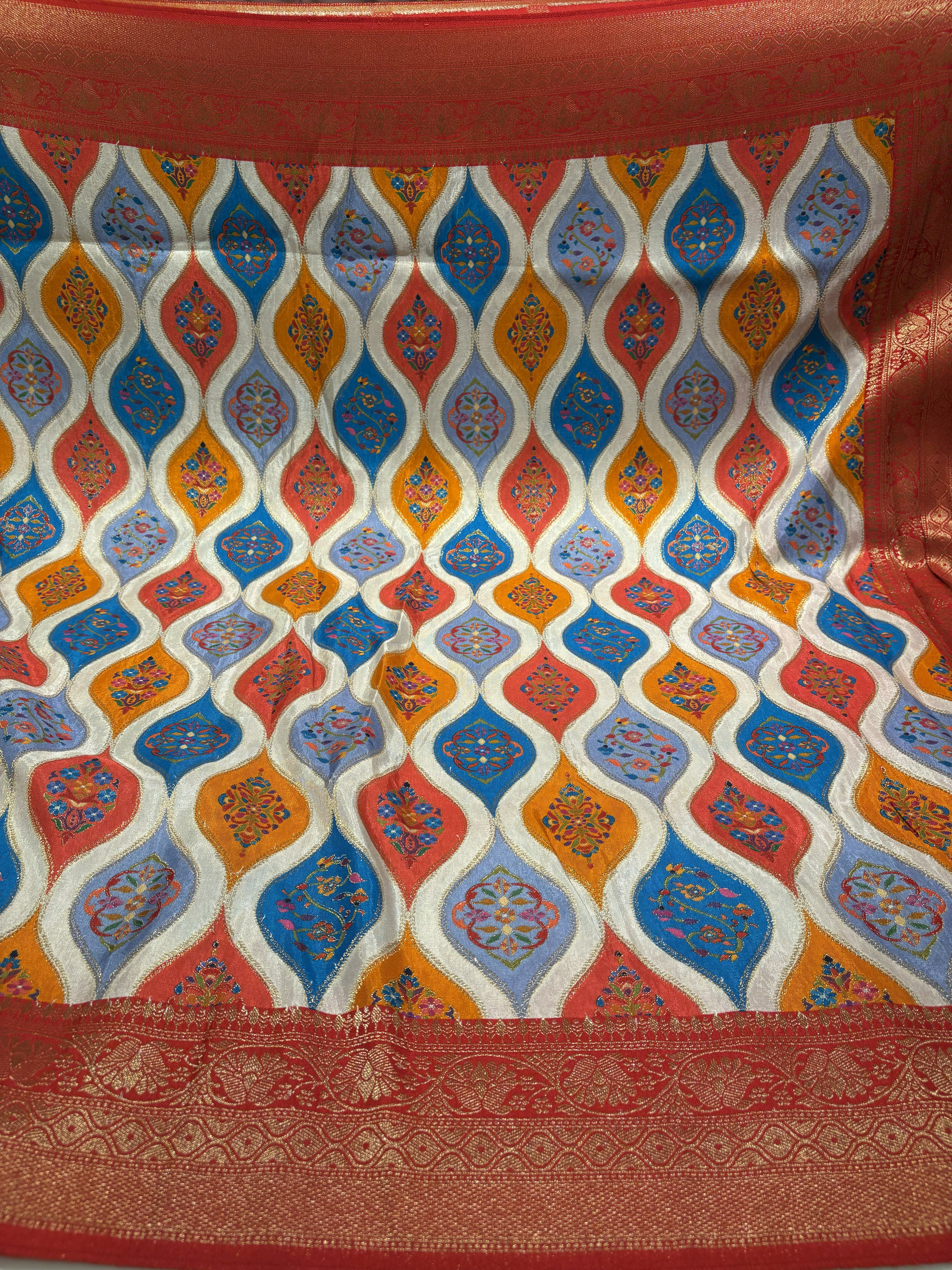 Premium Dark Red Dola Silk Saree assembling Meenakari style in the Body